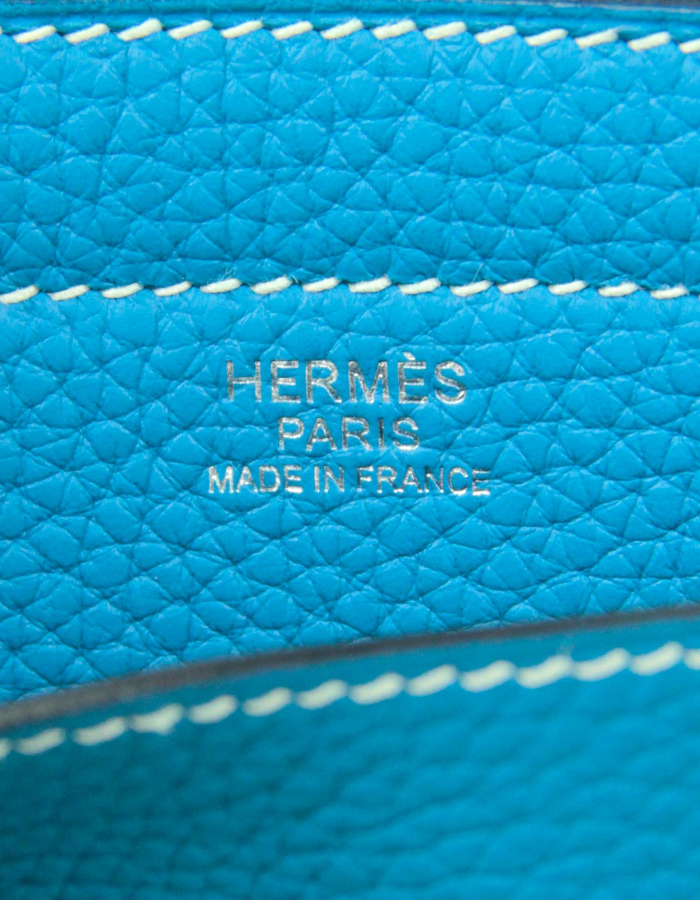 Women's Hermes Blue Taurillon Clemence Leather Cabasellier 31 Tote Bag