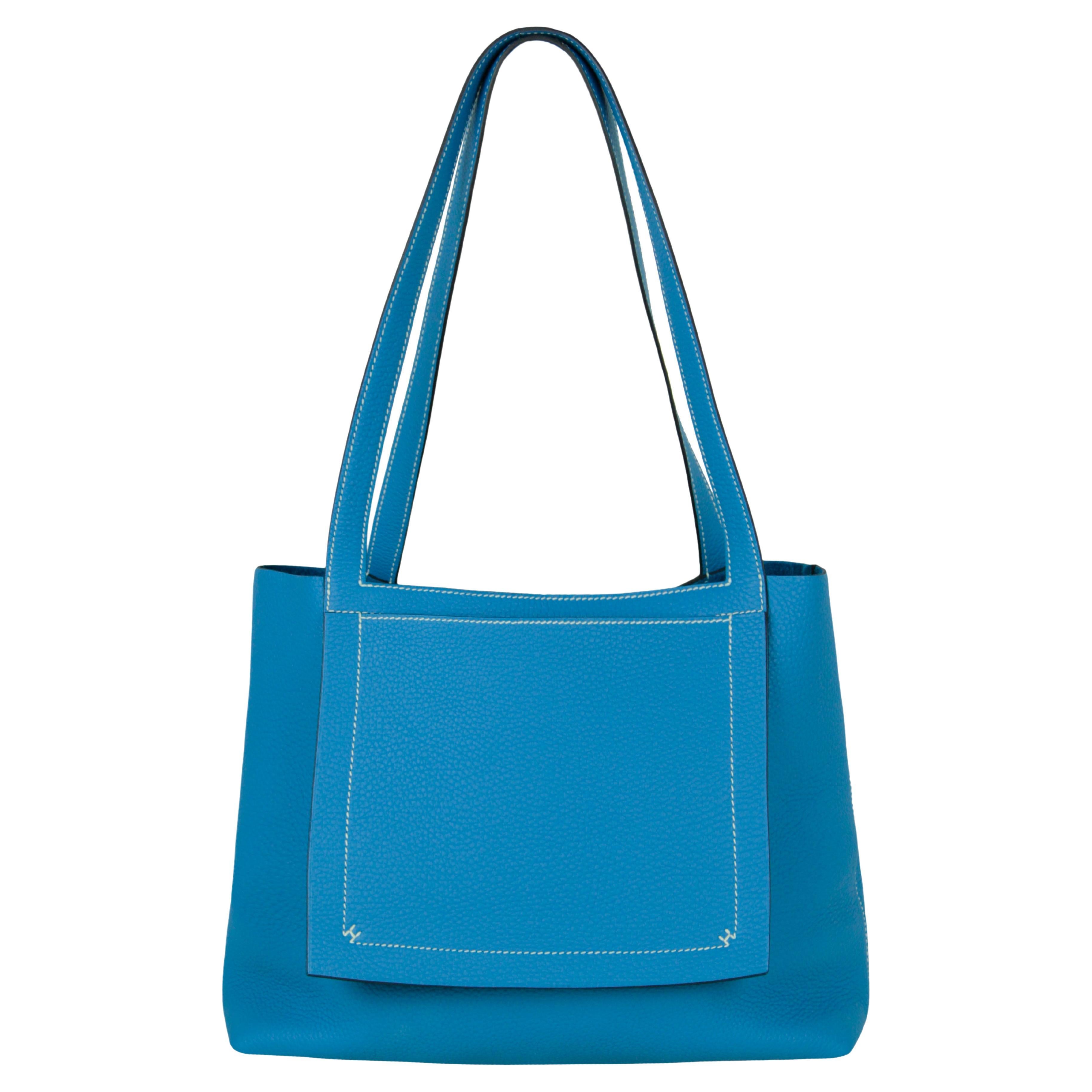 Hermes Blue Taurillon Clemence Leather Cabasellier 31 Tote Bag at 1stDibs