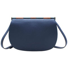 Hermes Blau Taurillon Clemence Leder Saut Hermes 25 PHW