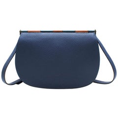 Hermes Blue Taurillon Clemence Leather Saut Hermes 25 PHW