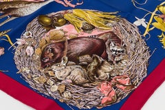 Hermès Blue Texas Wildlife Silk Scarf