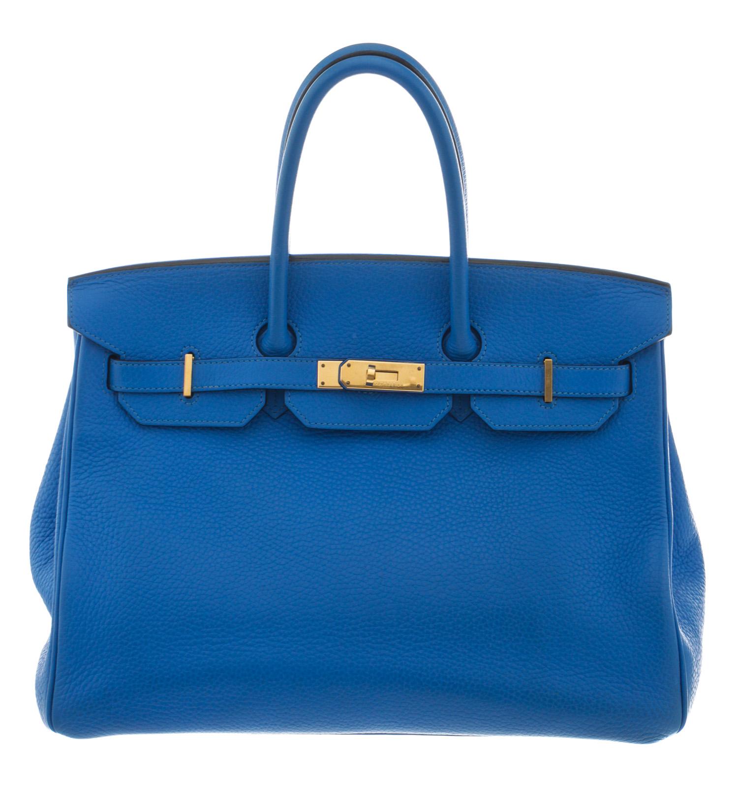 Hermes Blue Toge Leather Birkin 35cm Shoulder Bag In Good Condition In Irvine, CA