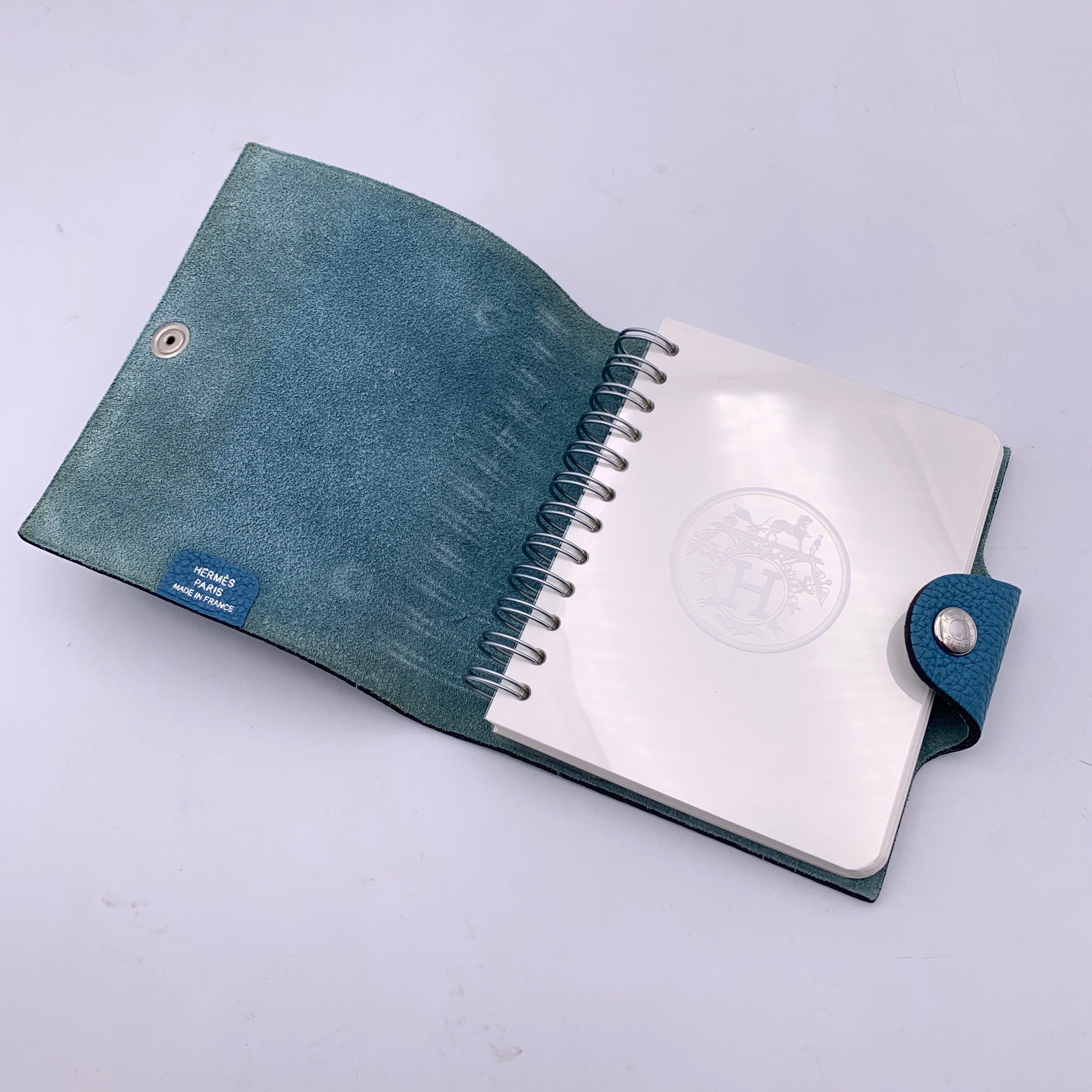 Hermes Blue Togo Leather Ulysse Mini Notebook cover with Refill In Excellent Condition For Sale In Rome, Rome