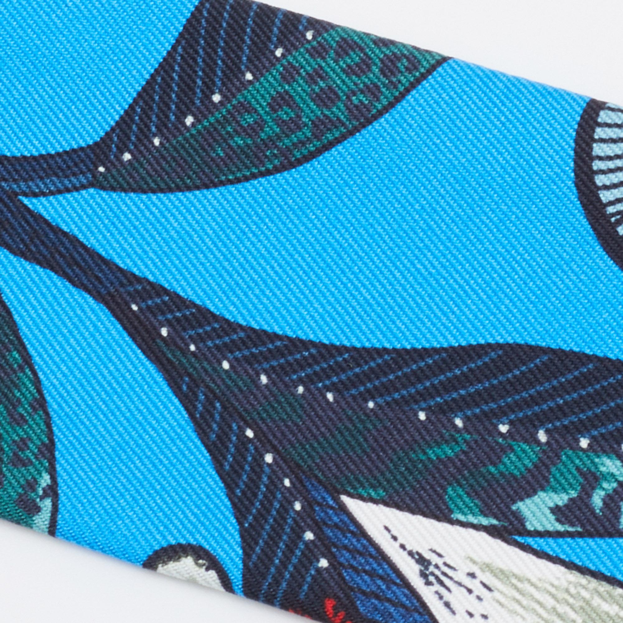 Gray Hermès Blue Tree Of Song Silk Twilly
