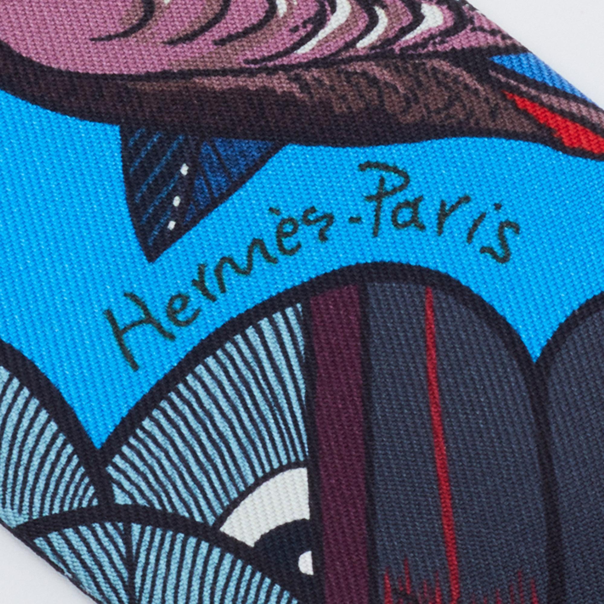 Women's Hermès Blue Tree Of Song Silk Twilly