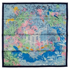 Hermès Blue Tropical Garden Silk Scarf New in Box