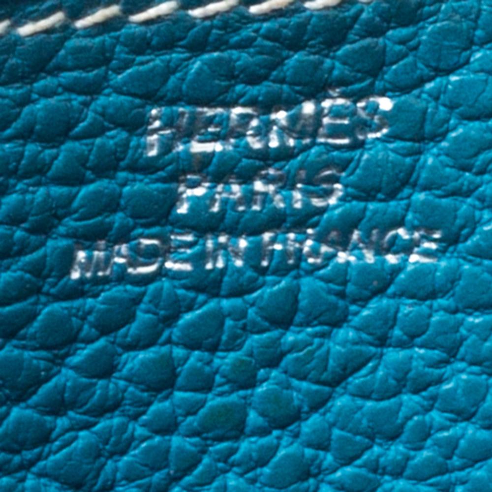 Hermes Blue Vache Liegee Leather Dogon Wallet 6