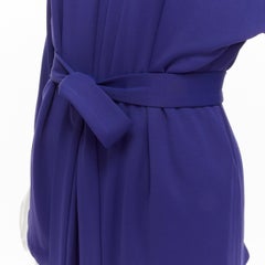 HERMES blue viscose scoop neck double layered belted cardigan top FR40 M
