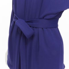 HERMES blue viscose scoop neck double layered belted cardigan top FR40 M