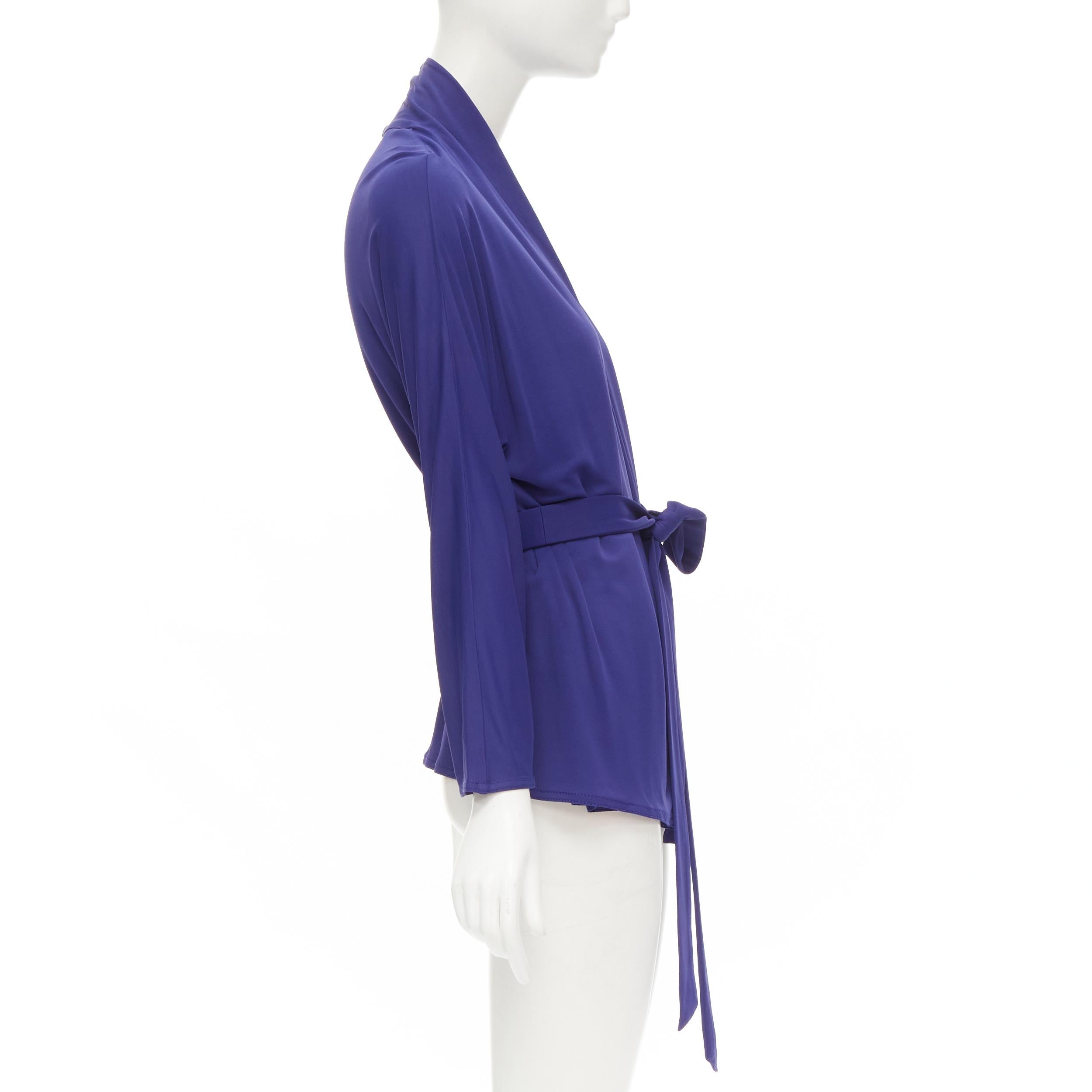 Women's HERMES blue viscose scoop neck double layered belted cardigan top FR40 M For Sale