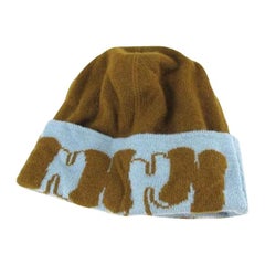 Hermès Blue X Brown H Logo Graffiti Beanie 220995 Hat