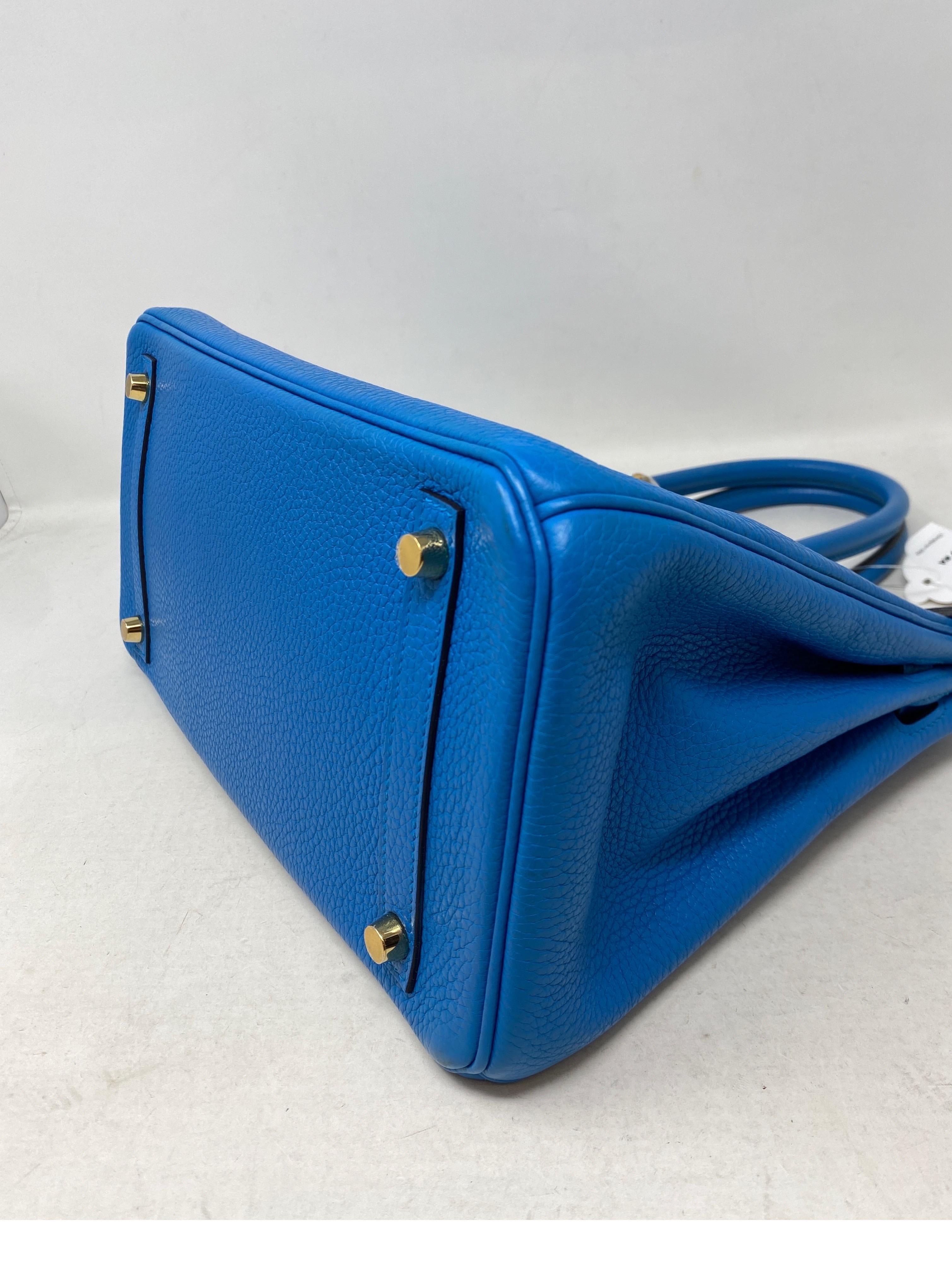 Hermes Blue Zanzibar Birkin 30 Bag 6