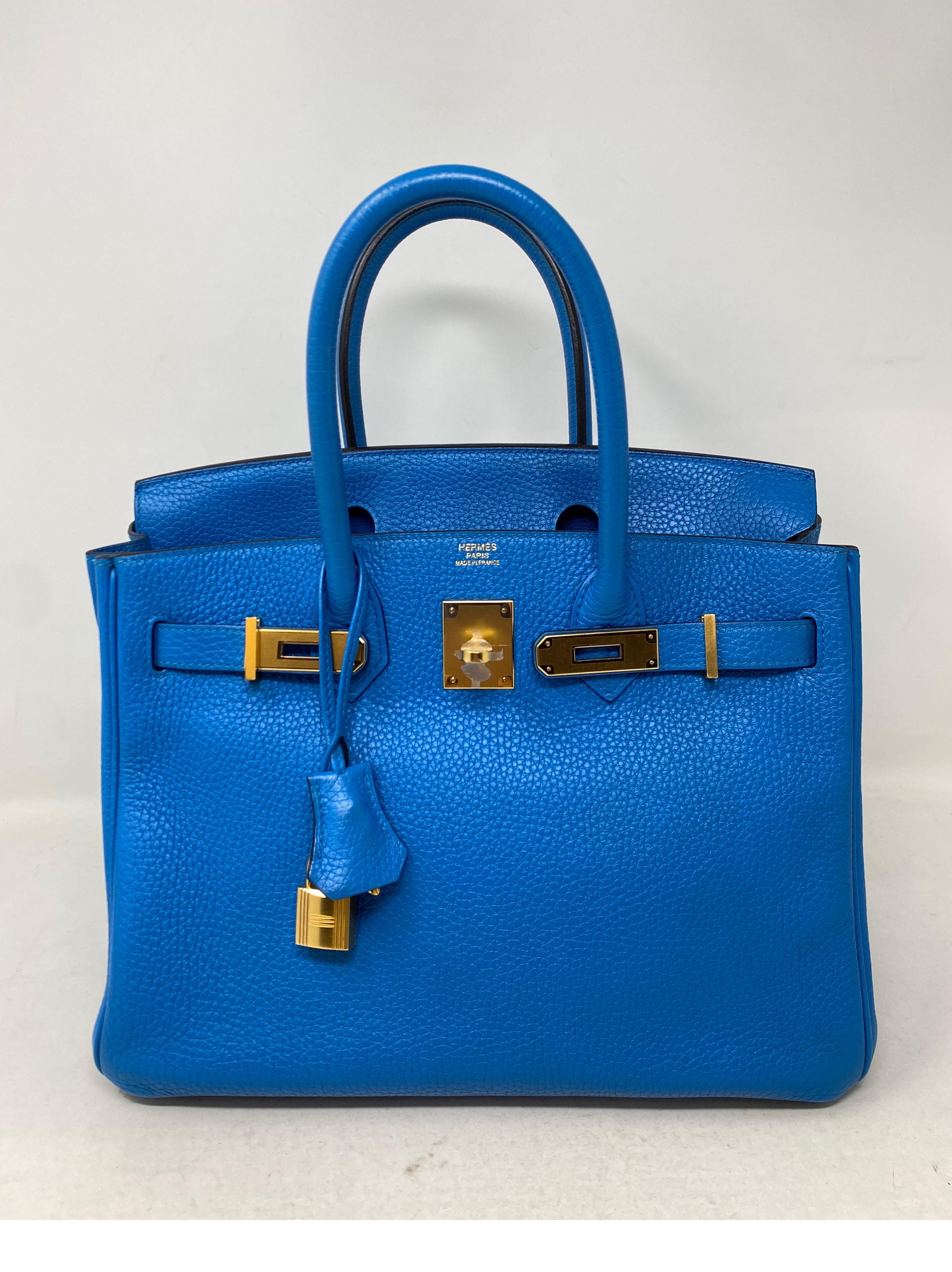 Hermes Blue Zanzibar Birkin 30 Bag  11