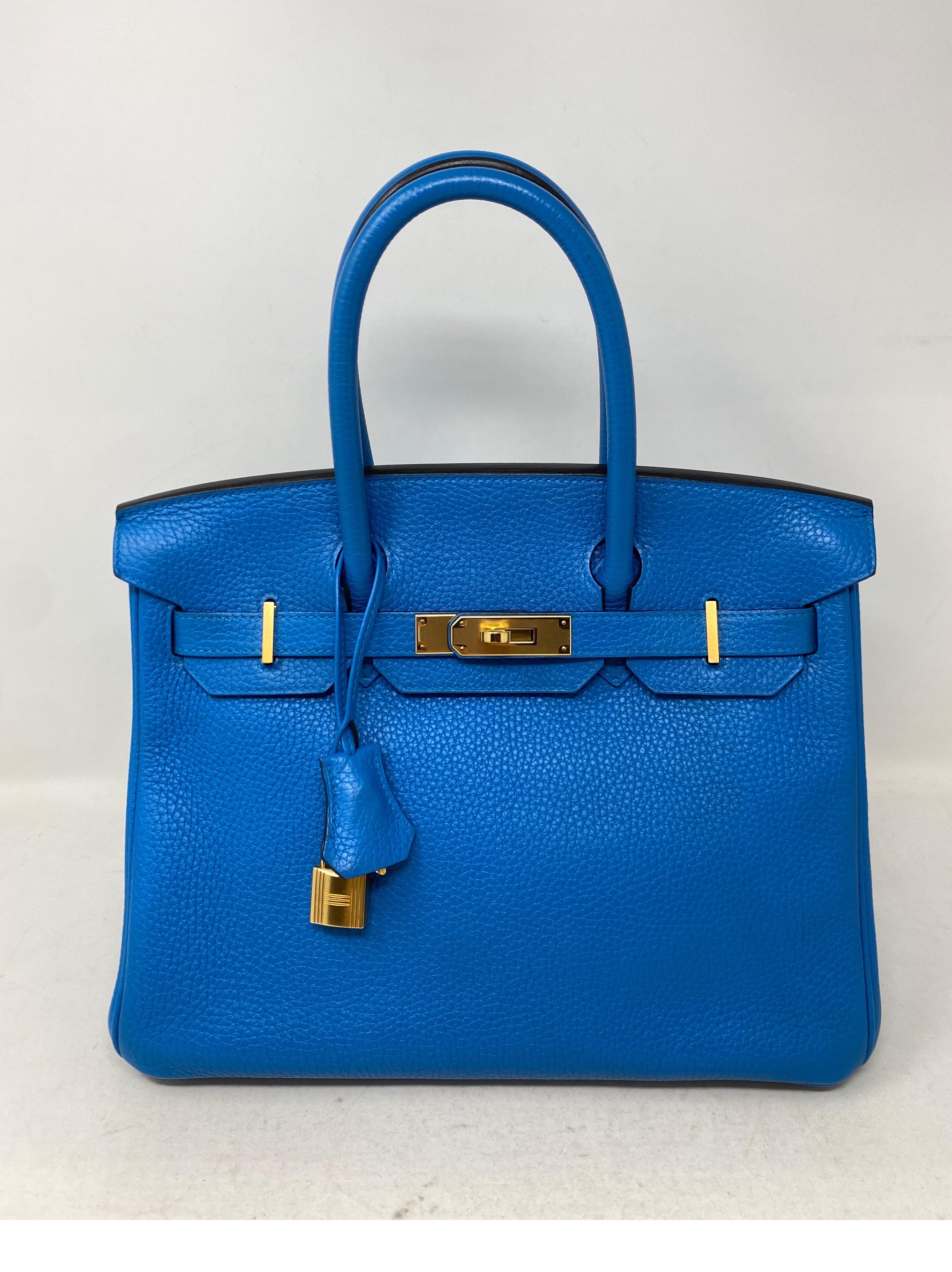 Hermes Blue Zanzibar Birkin 30 Bag 12