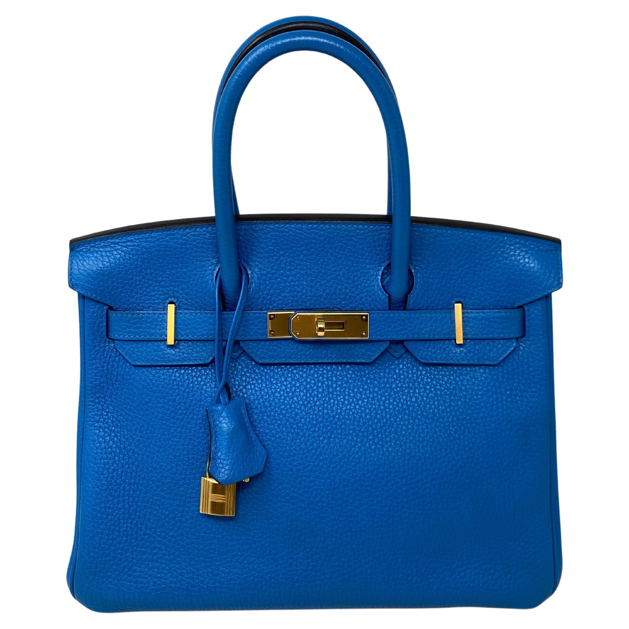 Hermes Blue Zanzibar Birkin 30 Bag 