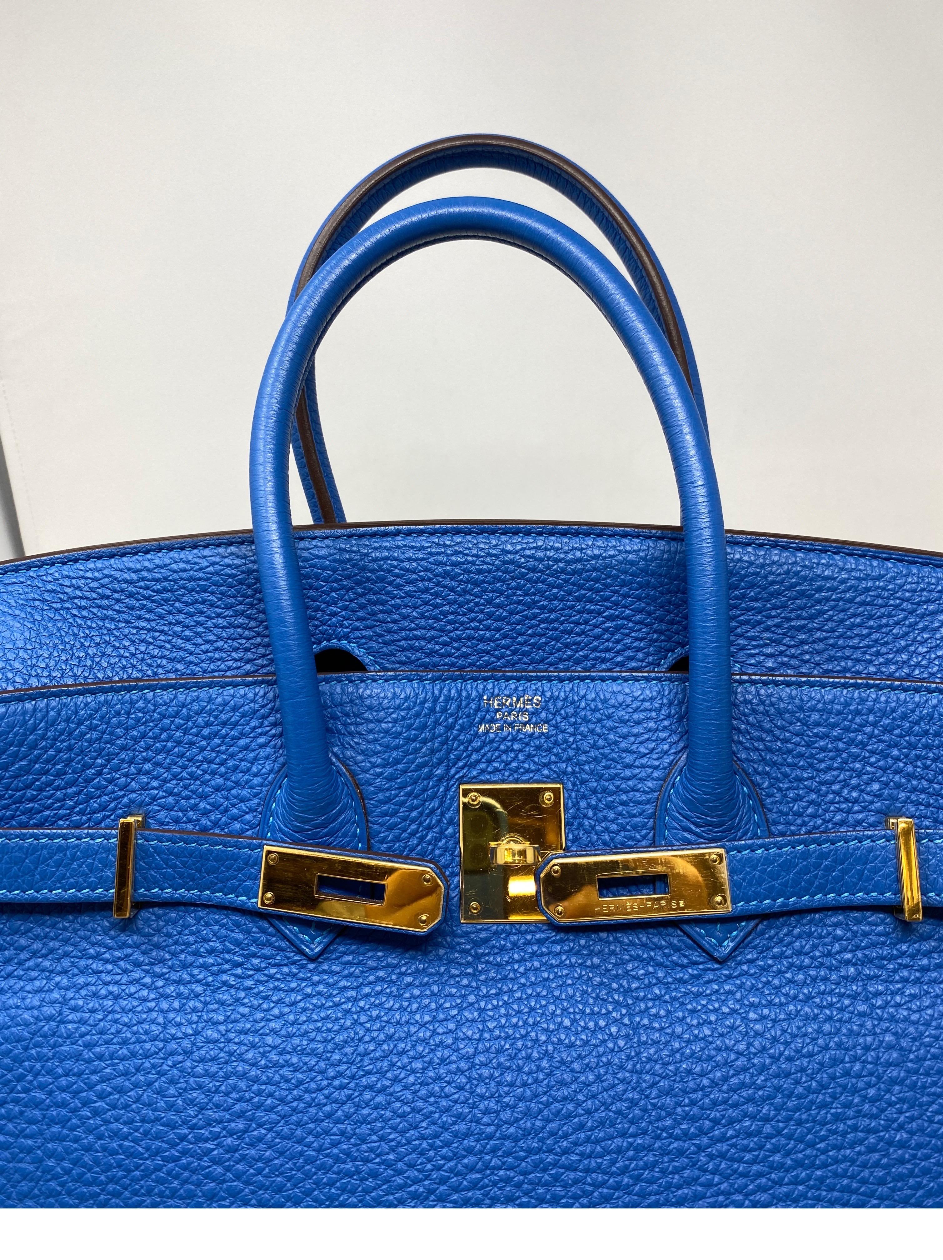 Hermes Blue Zanzibar Birkin 35 Bag 6