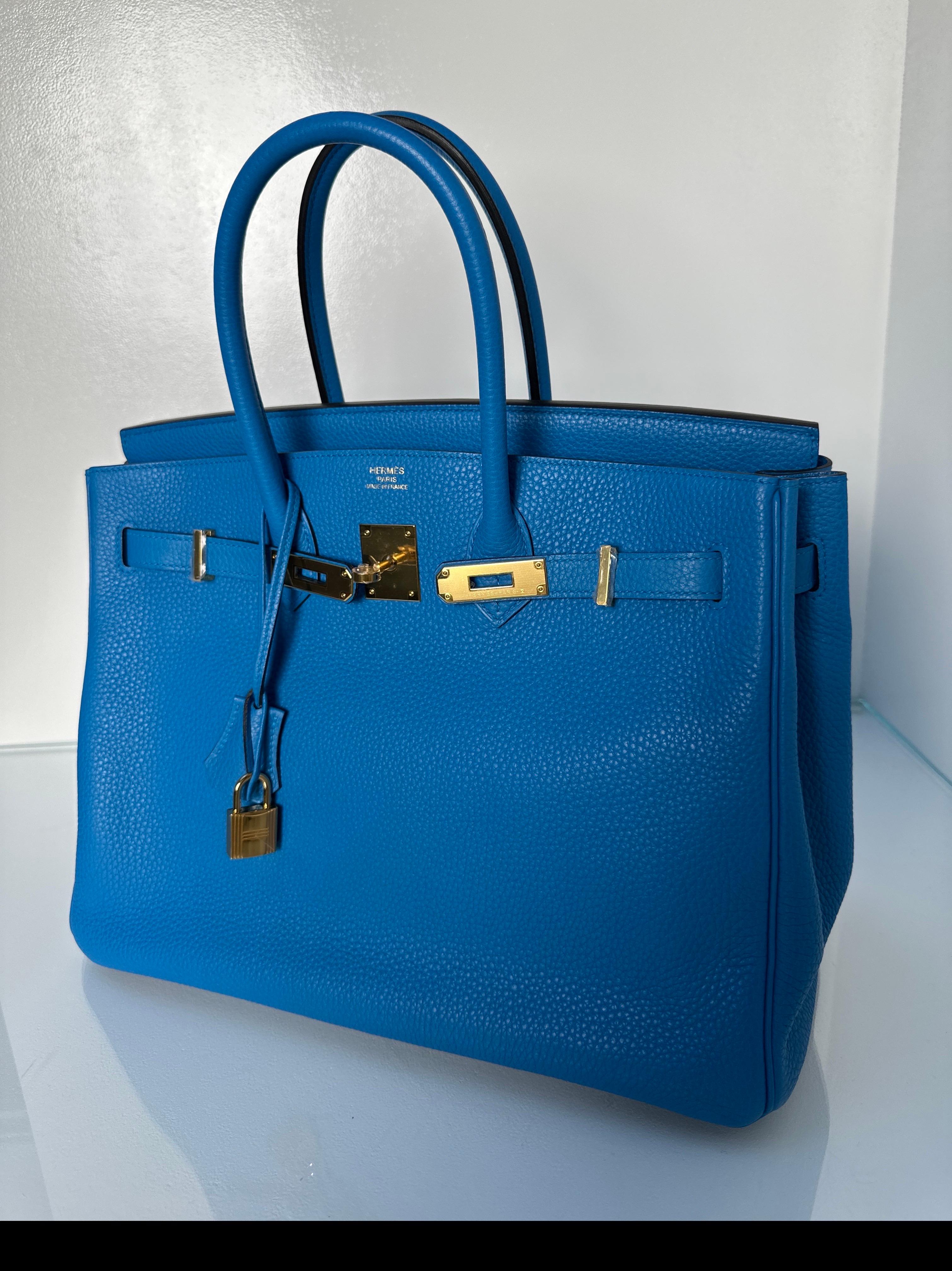 Hermes Blue Zanzibar Birkin 35 Bag 7