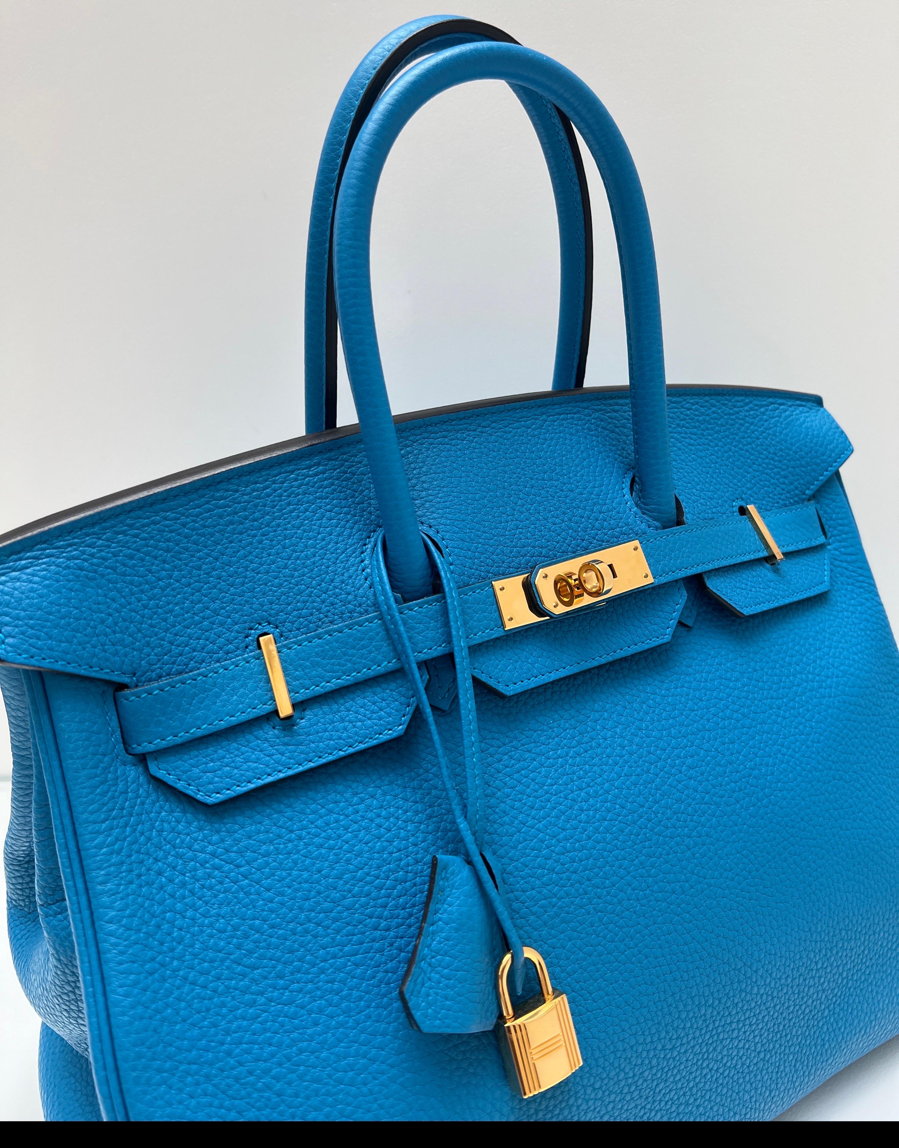 Sac Hermes Birkin 35 bleu Zanzibar en vente 6