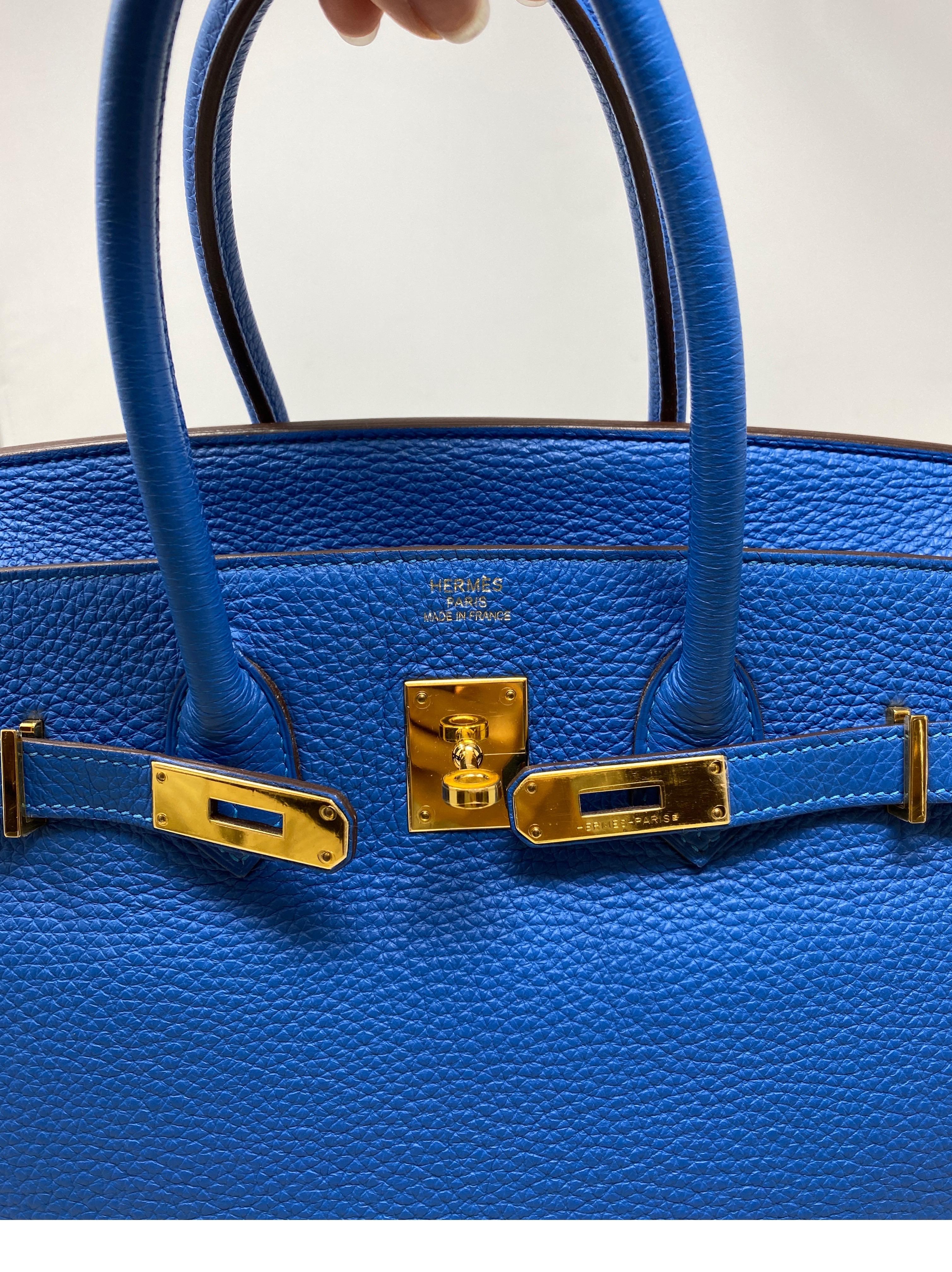 Hermes Blue Zanzibar Birkin 35 Bag 7