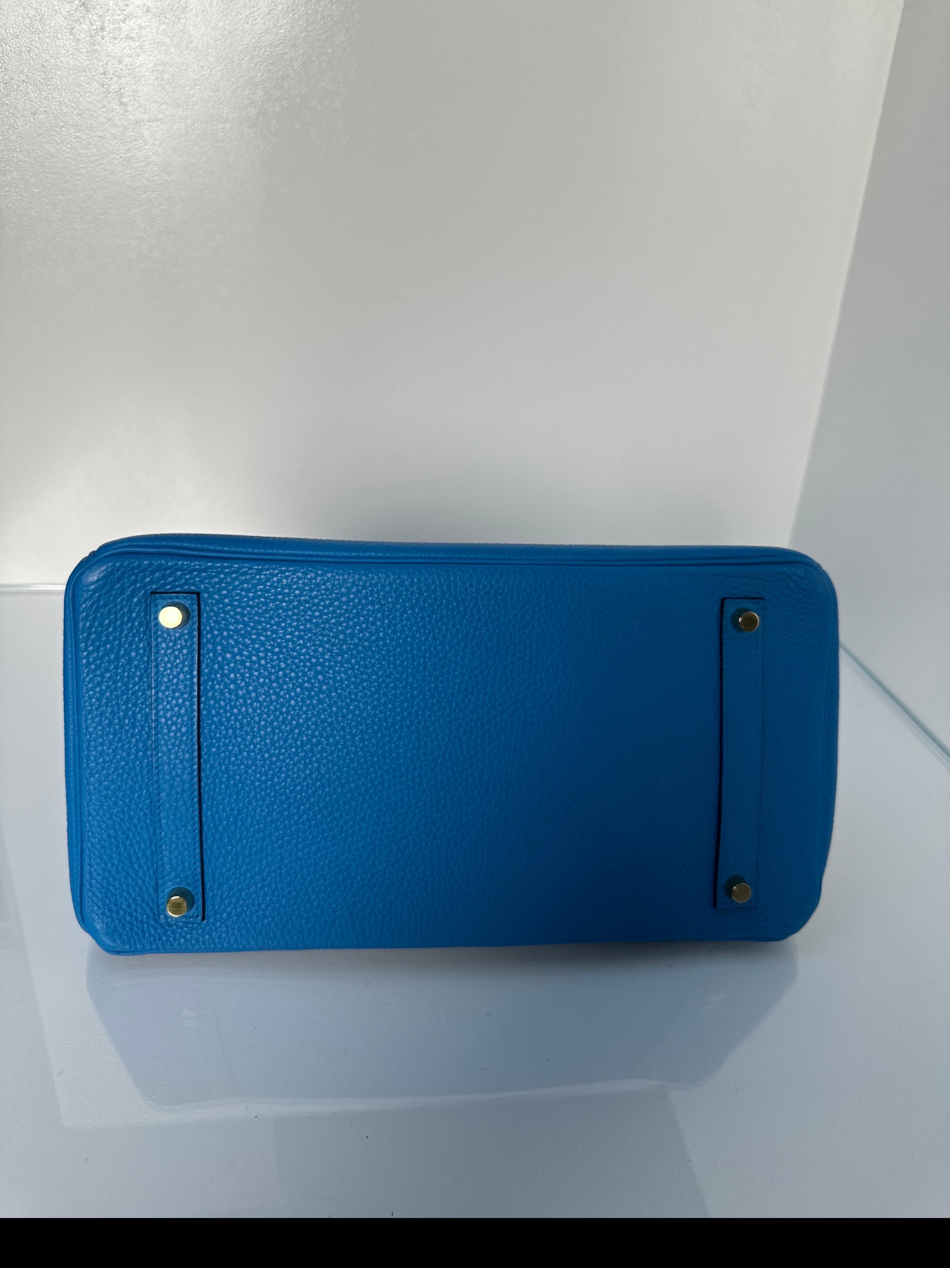 Hermes Blue Zanzibar Birkin 35 Bag 8