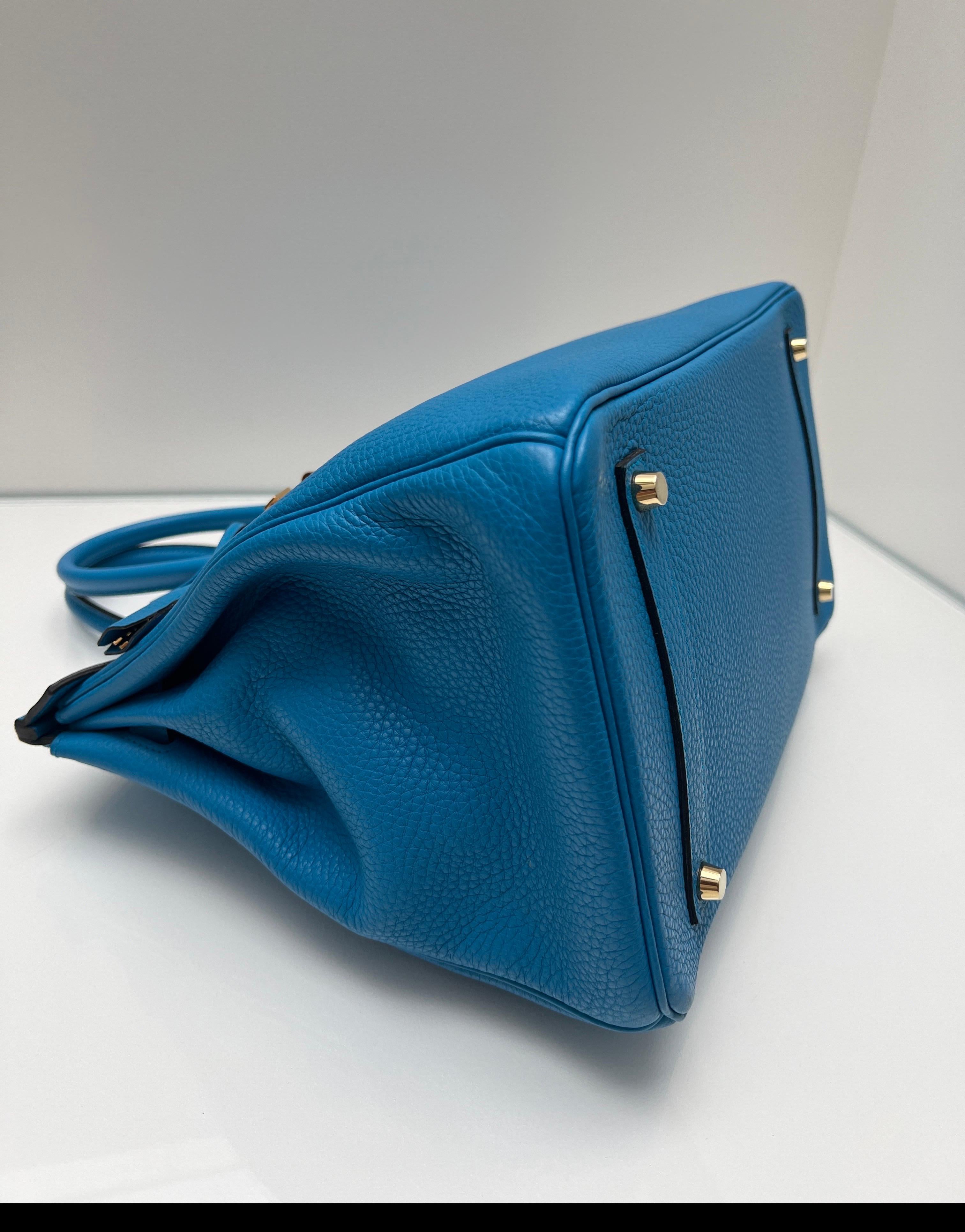 Sac Hermes Birkin 35 bleu Zanzibar en vente 7