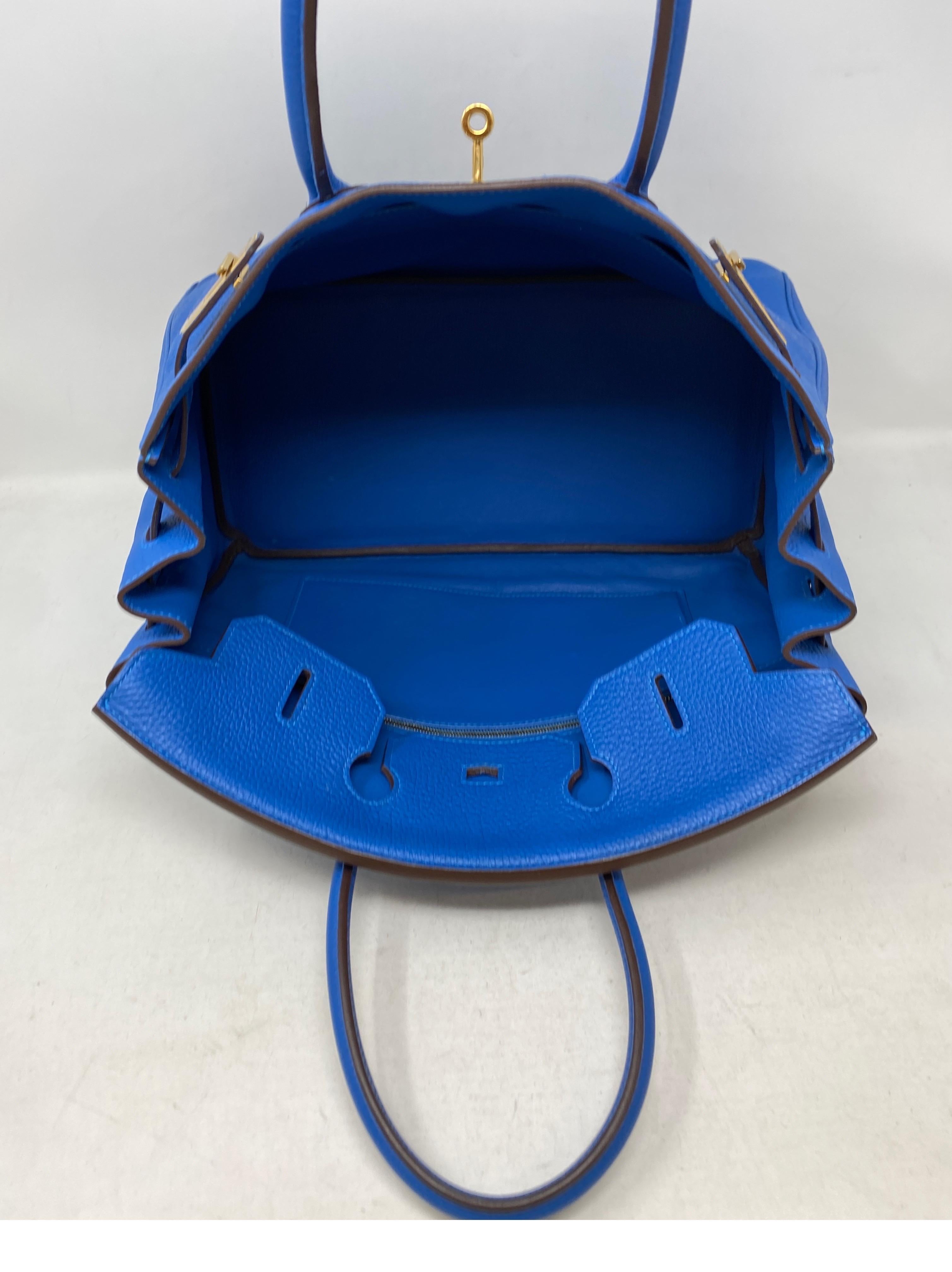 Hermes Blue Zanzibar Birkin 35 Bag 8