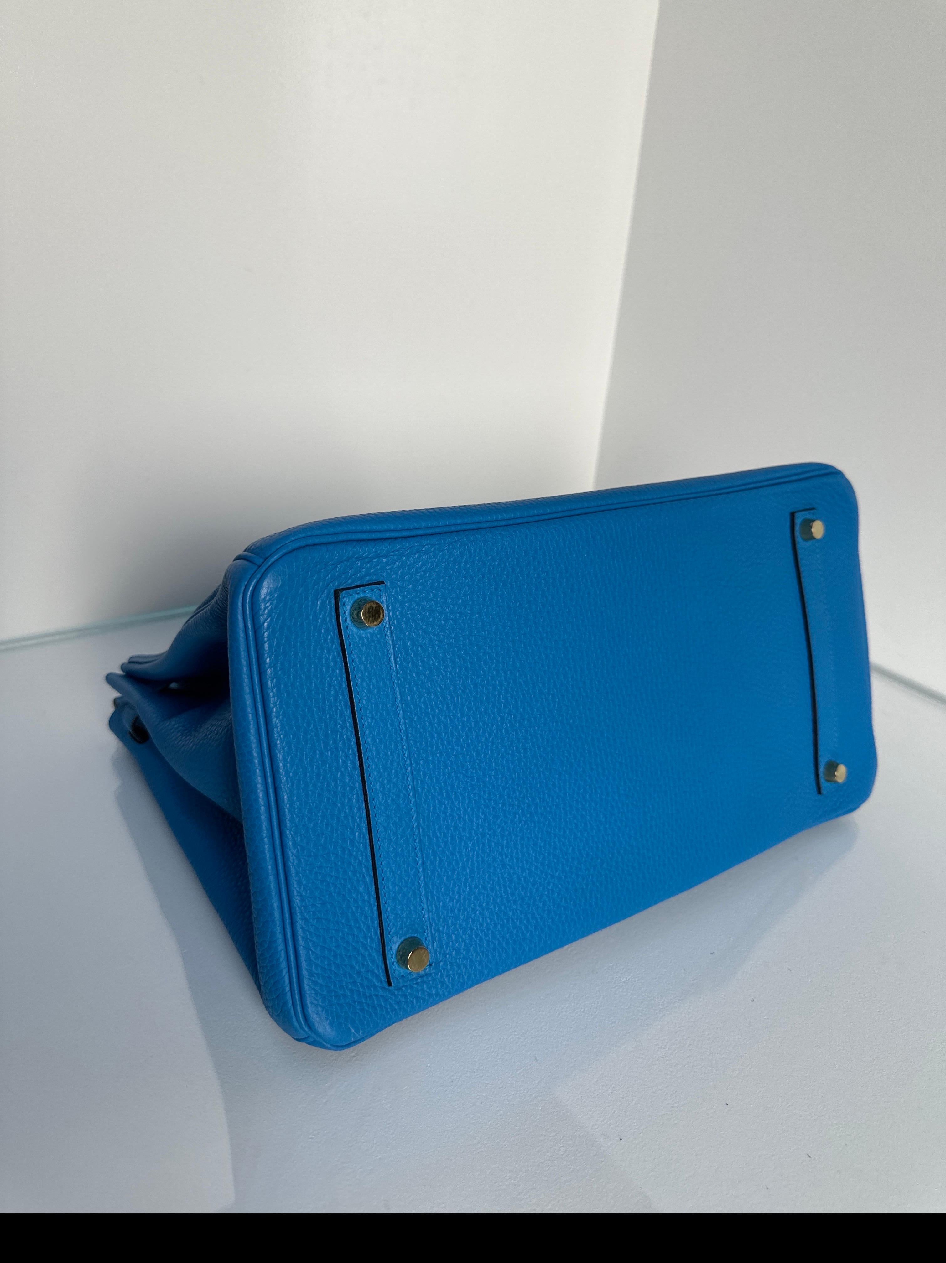 Hermes Blue Zanzibar Birkin 35 Bag 9