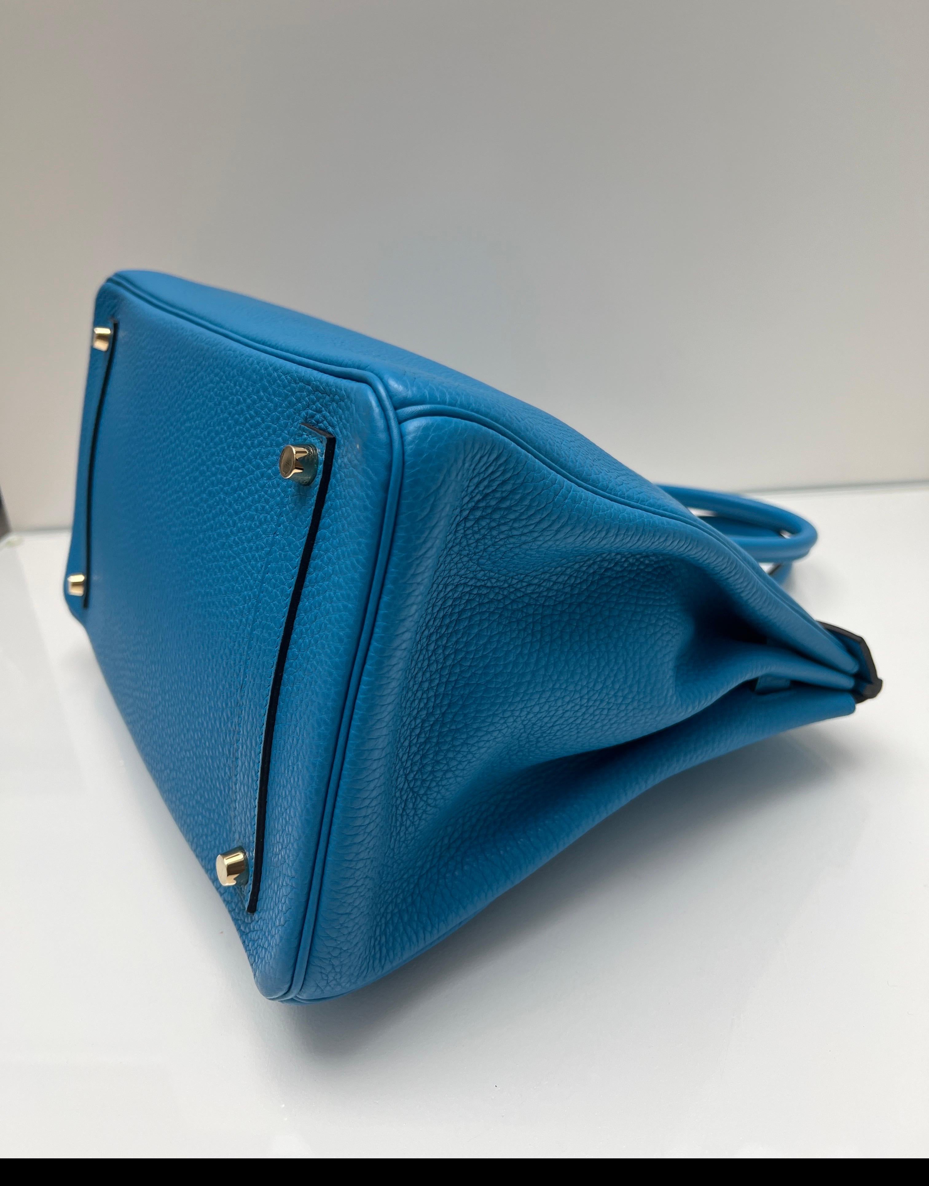 Sac Hermes Birkin 35 bleu Zanzibar en vente 8