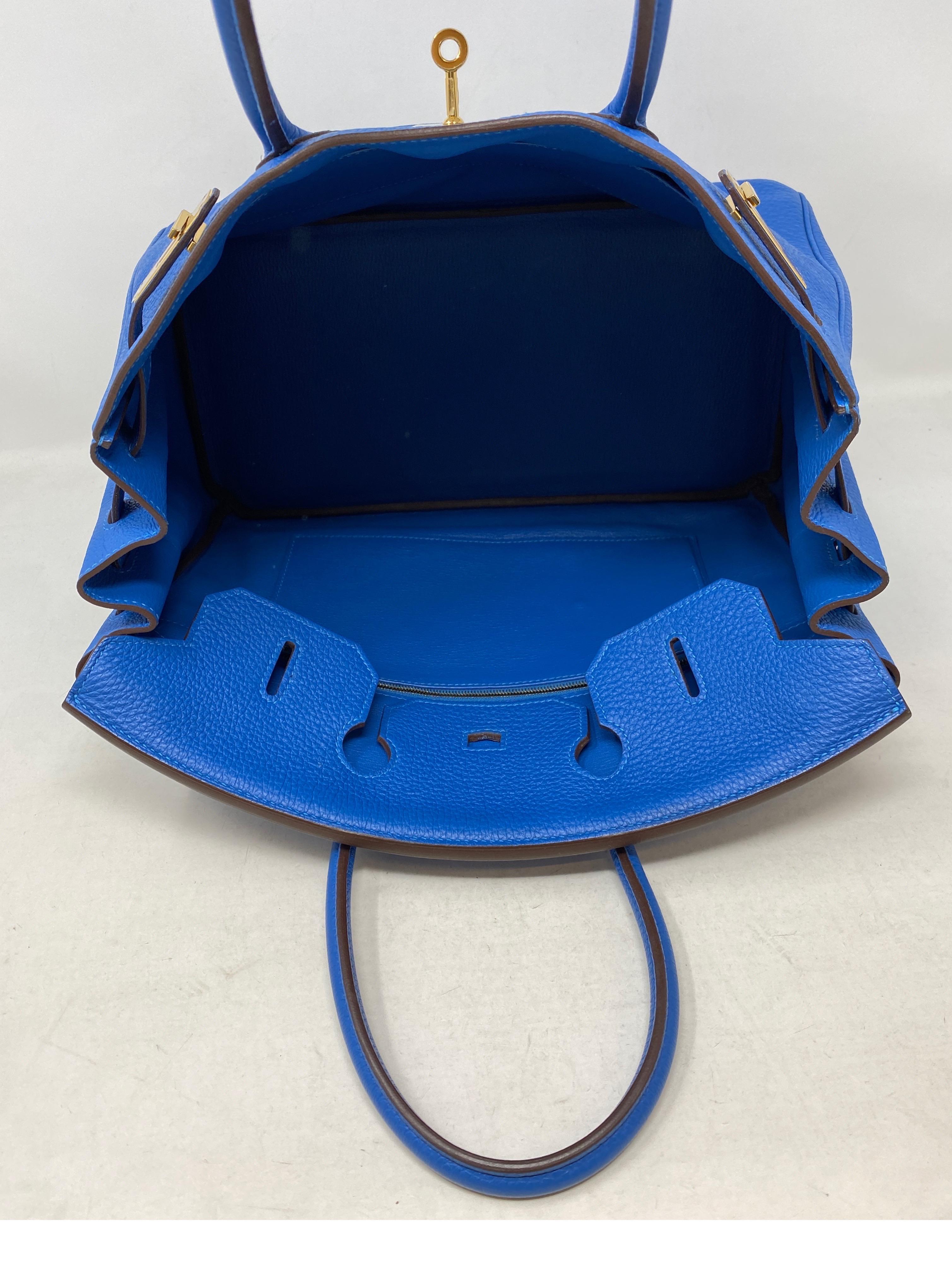 Hermes Blue Zanzibar Birkin 35 Bag 9