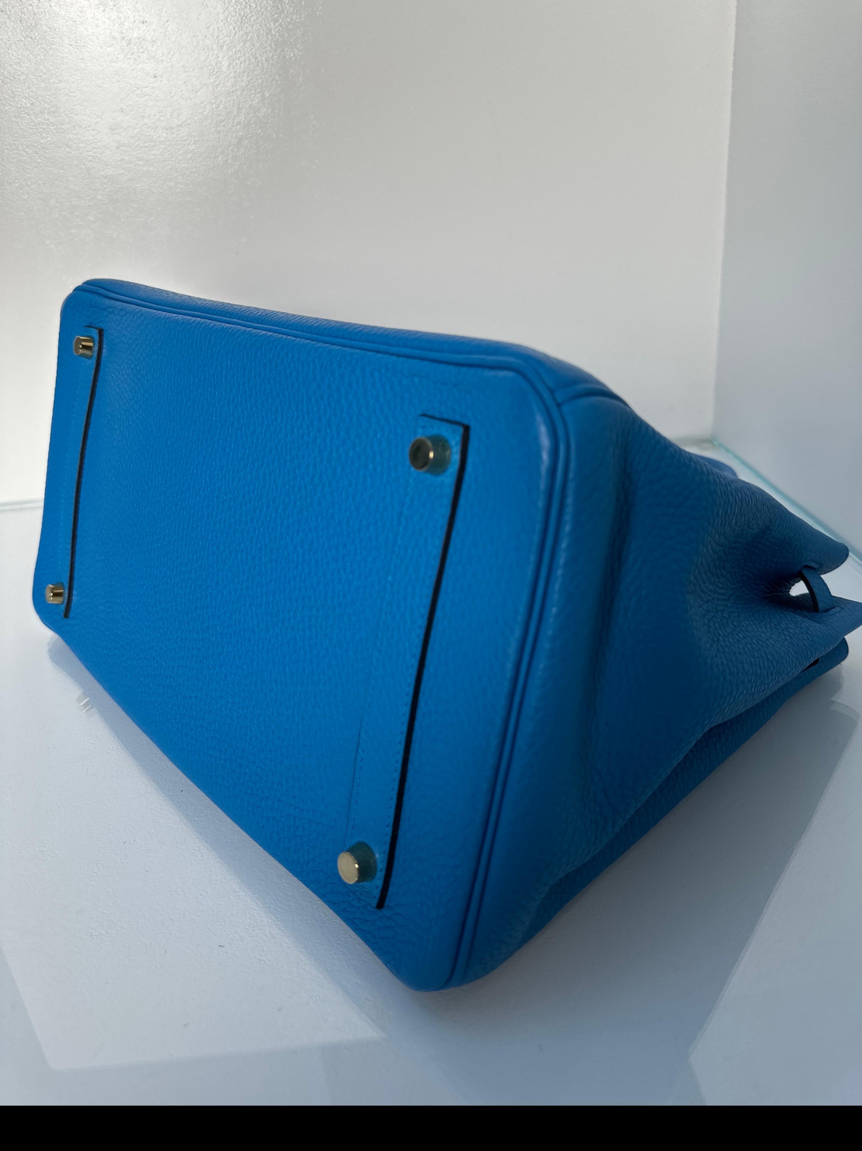 Hermes Blue Zanzibar Birkin 35 Bag 10
