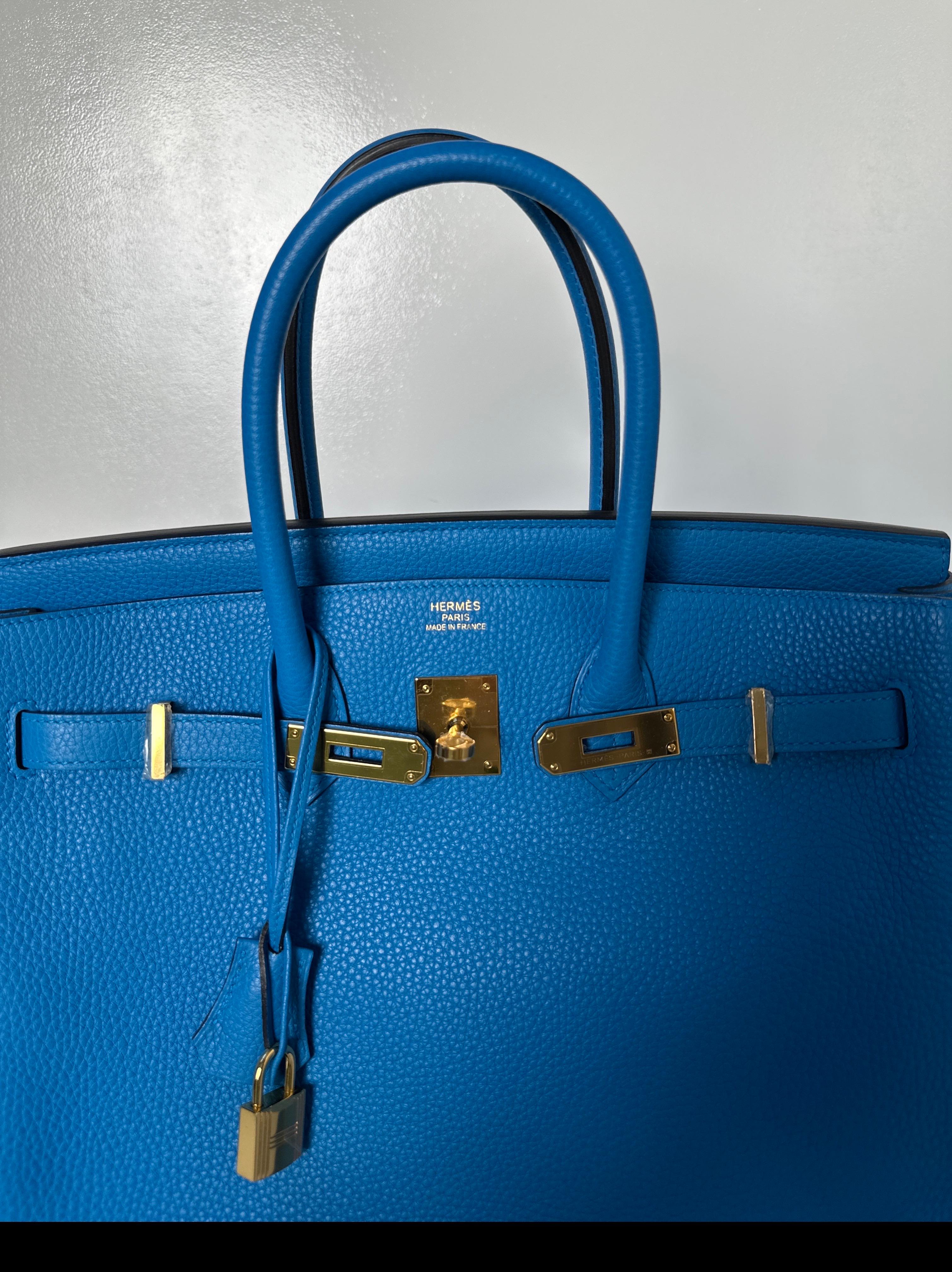 Hermes Blue Zanzibar Birkin 35 Bag 11