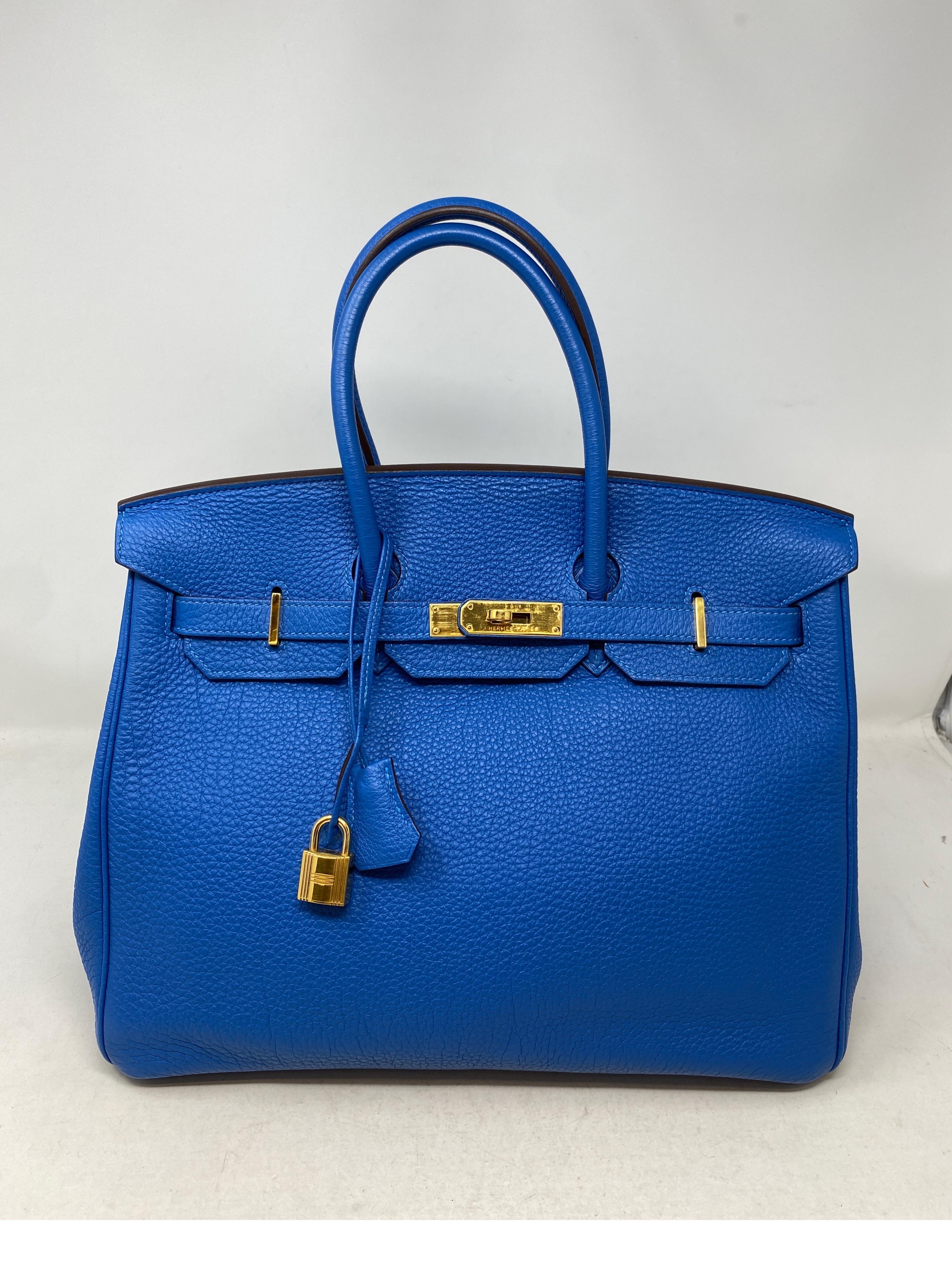 Hermes Blue Zanzibar Birkin 35 Bag 11
