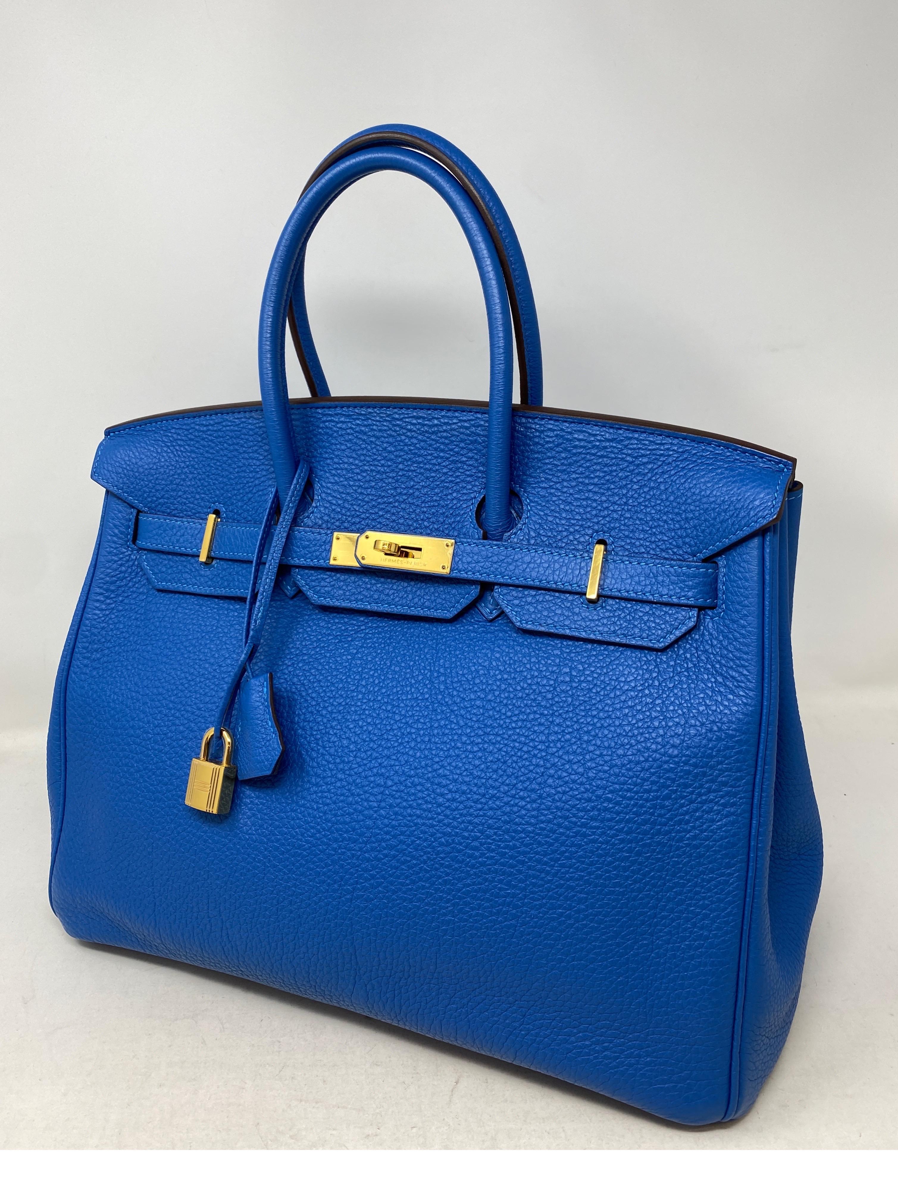 Hermes Blue Zanzibar Birkin 35 Bag 12