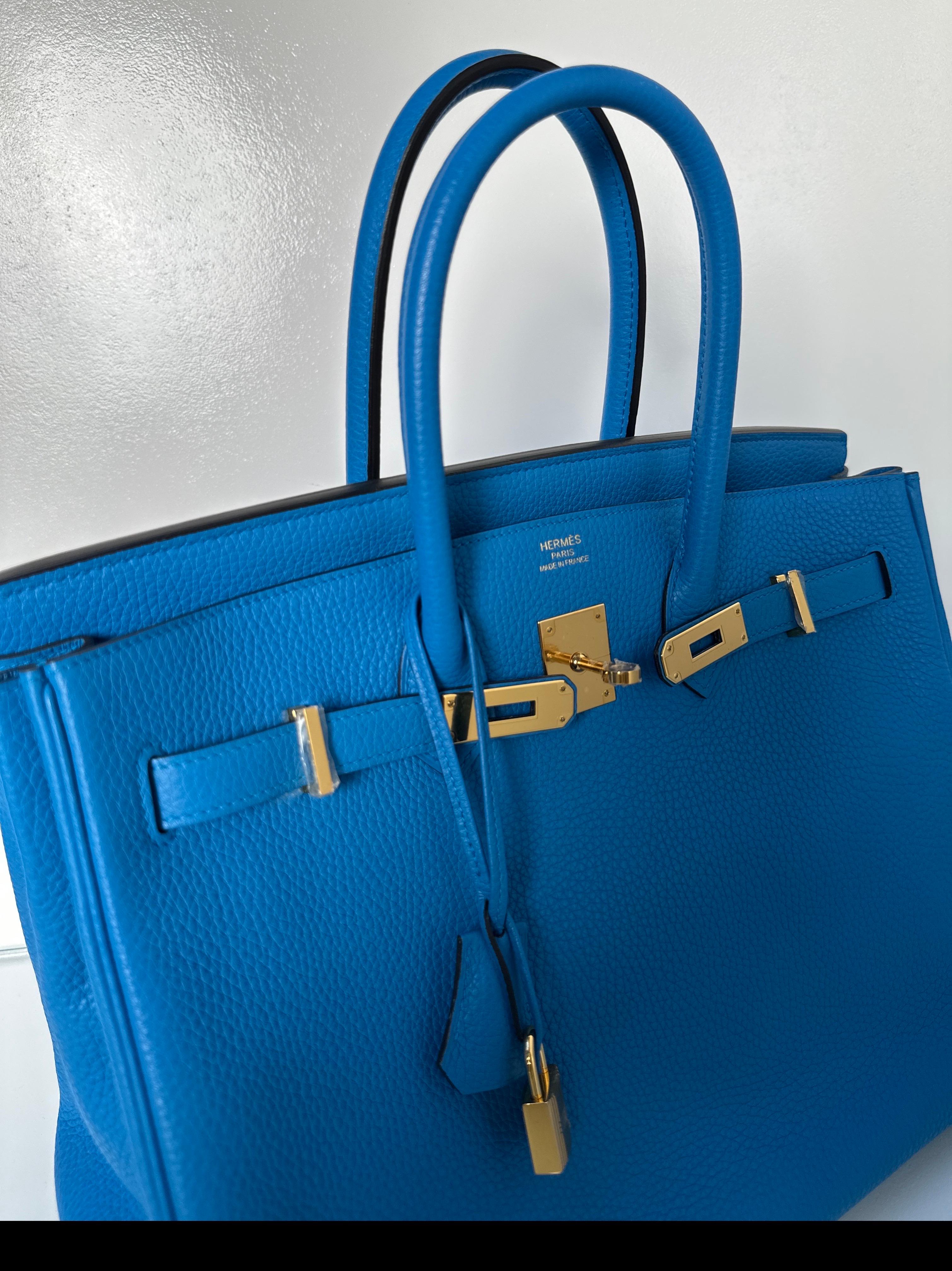 Hermes Blue Zanzibar Birkin 35 Bag 13
