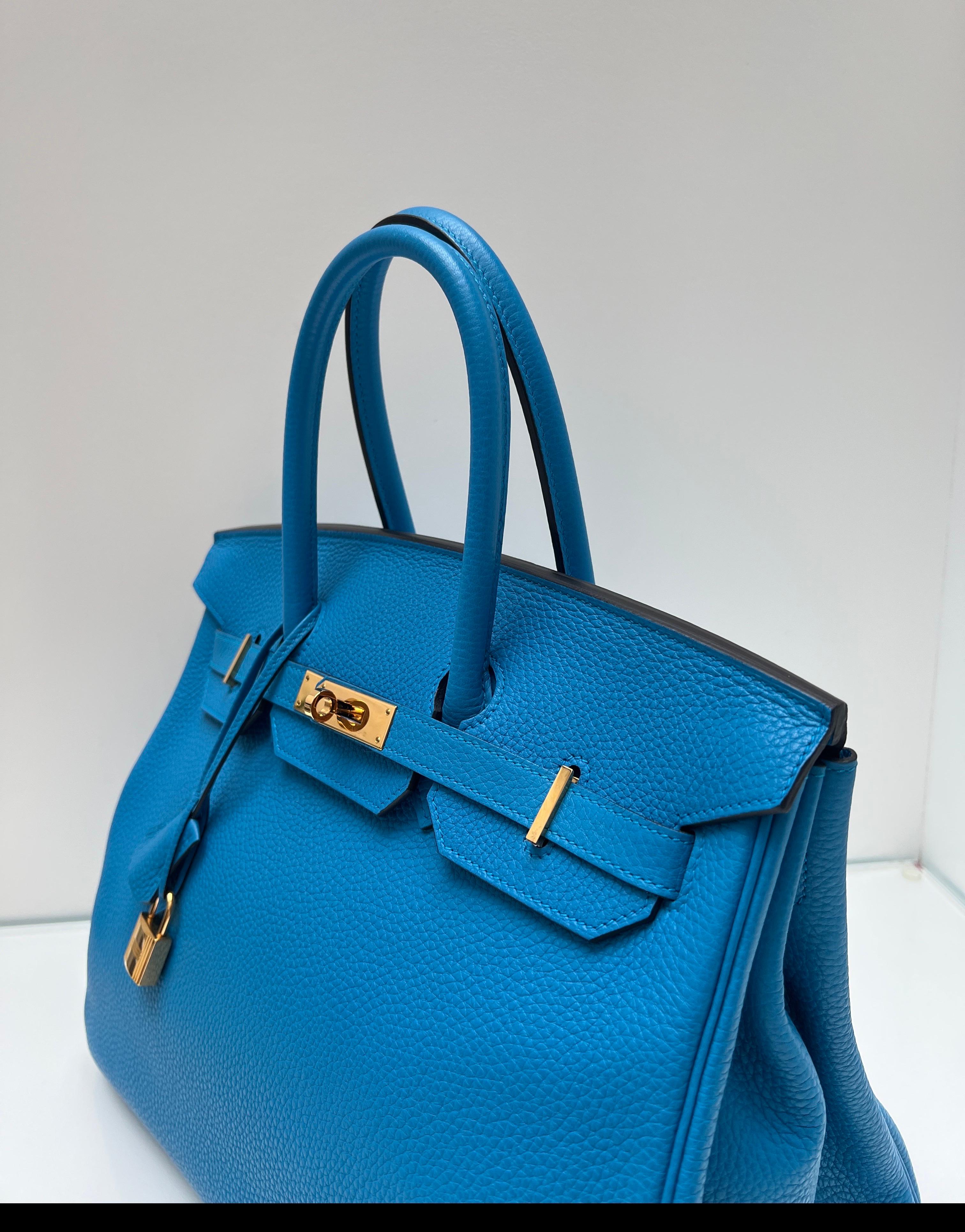Sac Hermes Birkin 35 bleu Zanzibar en vente 12