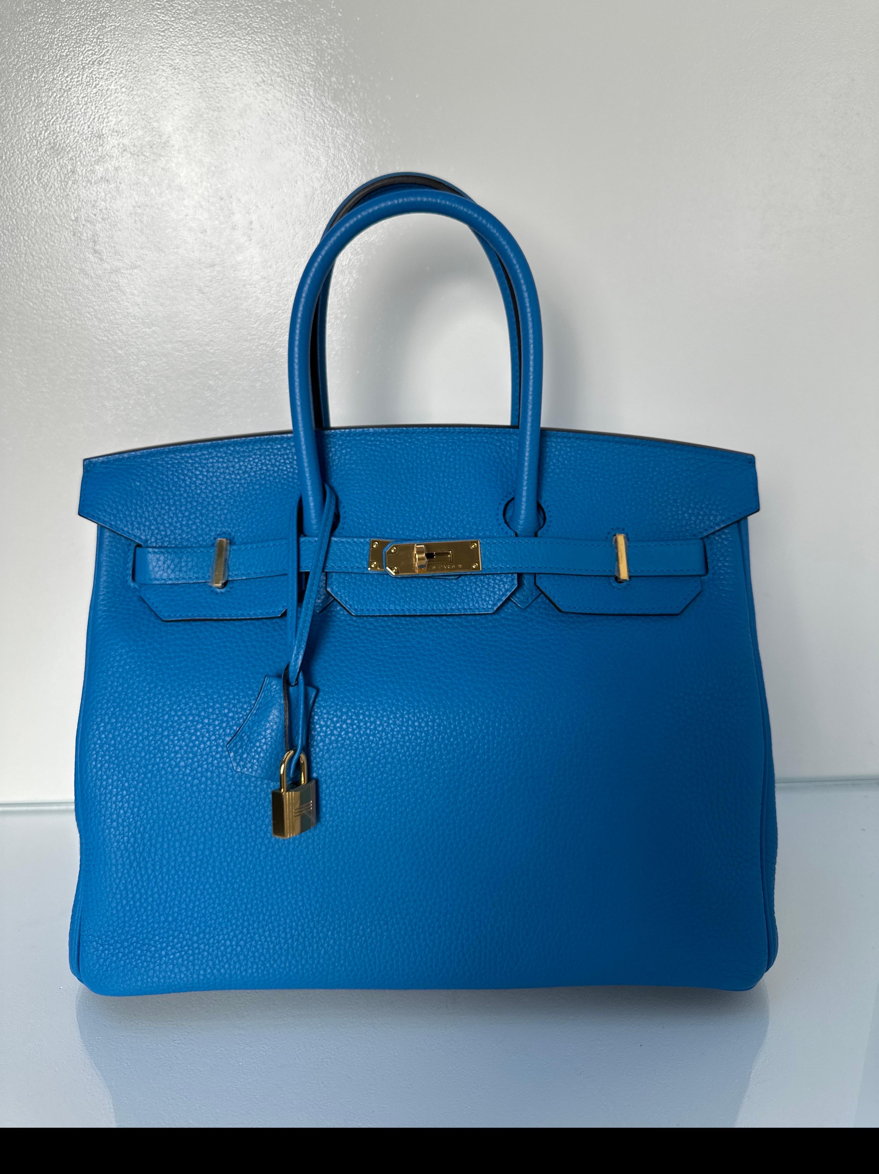 Hermes Blue Zanzibar Birkin 35 Bag 14
