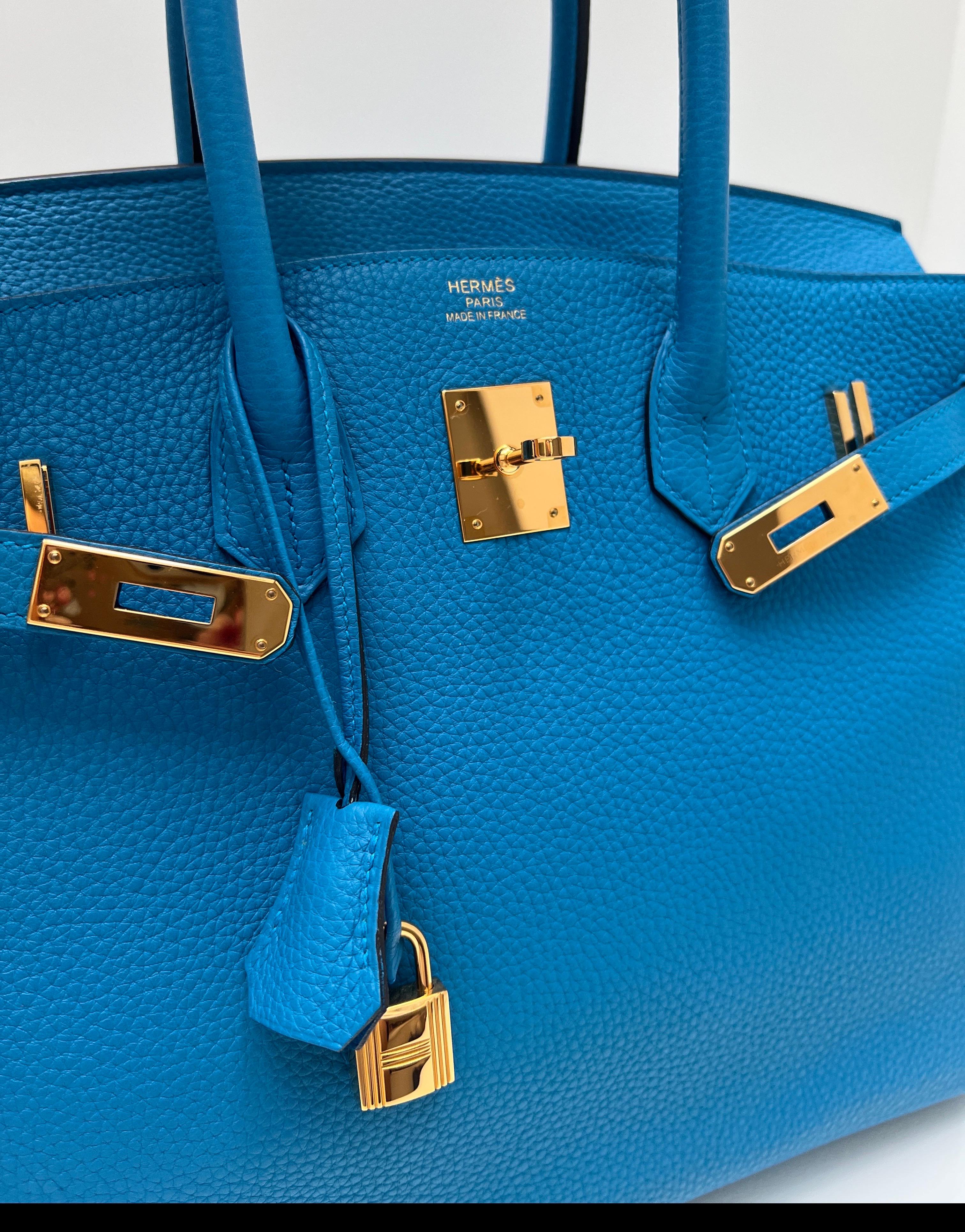 Sac Hermes Birkin 35 bleu Zanzibar en vente 13