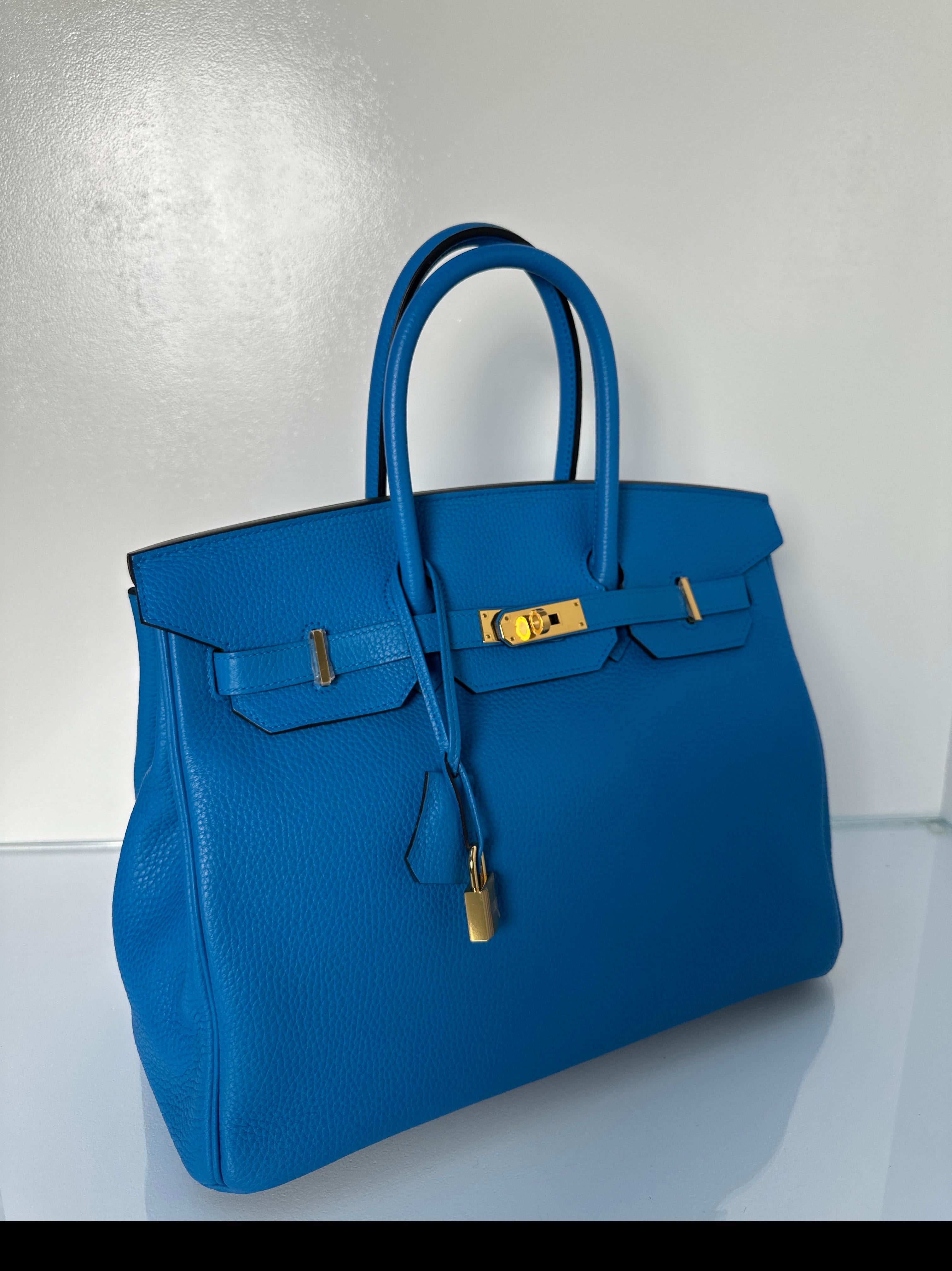 Hermes Blue Zanzibar Birkin 35 Bag 15