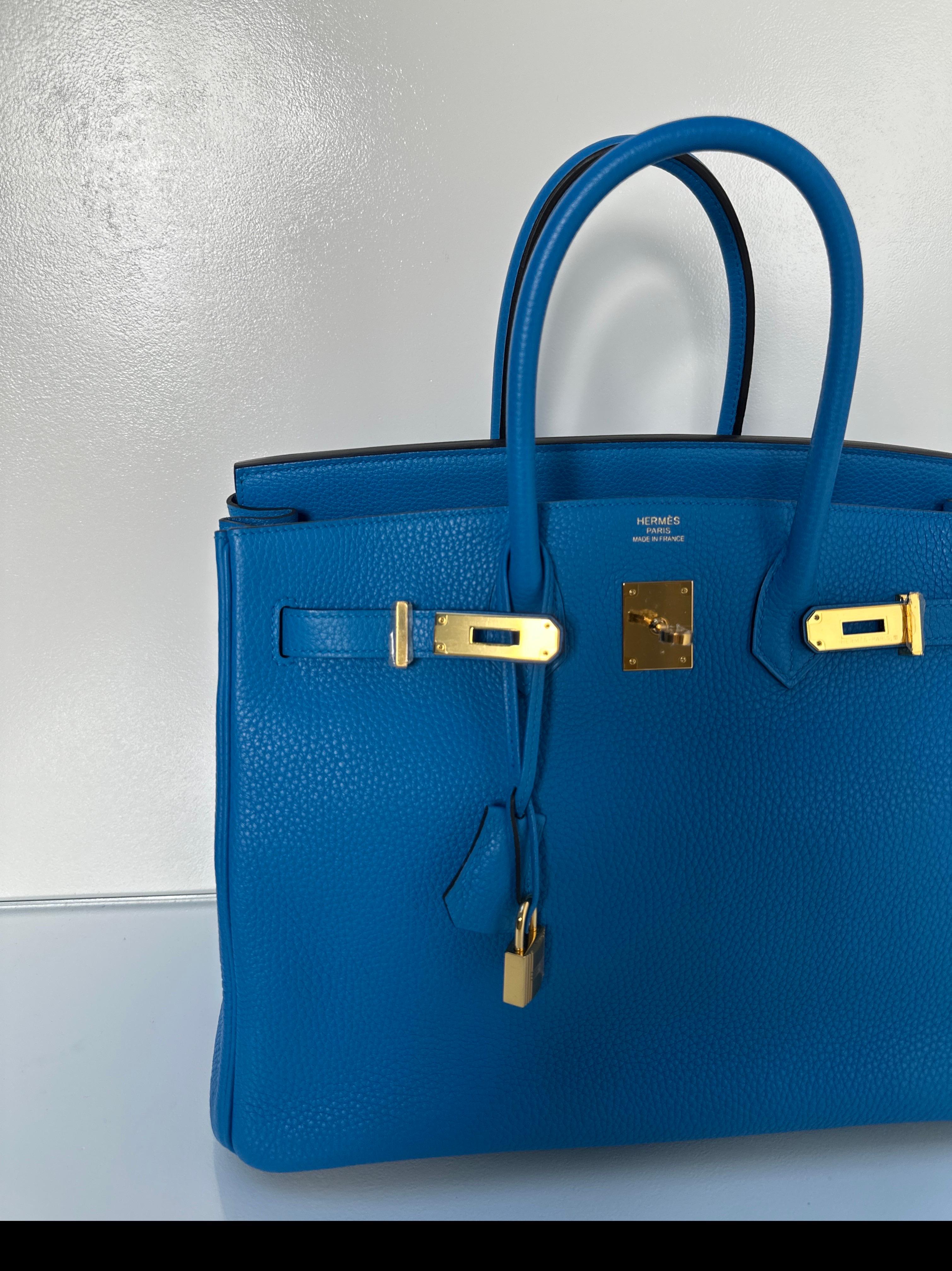 Hermes Blue Zanzibar Birkin 35 Bag In Excellent Condition In Athens, GA