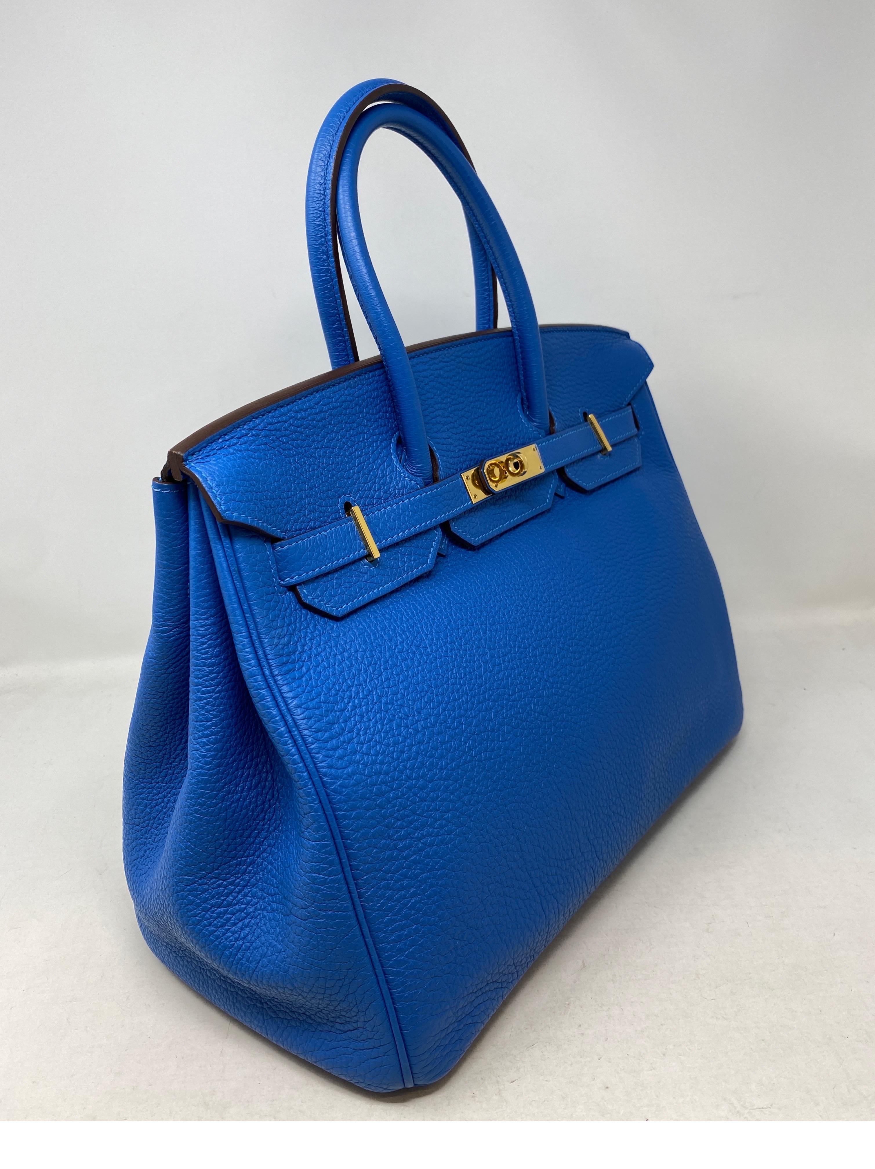 Hermes Blue Zanzibar Birkin 35 Bag In Excellent Condition In Athens, GA