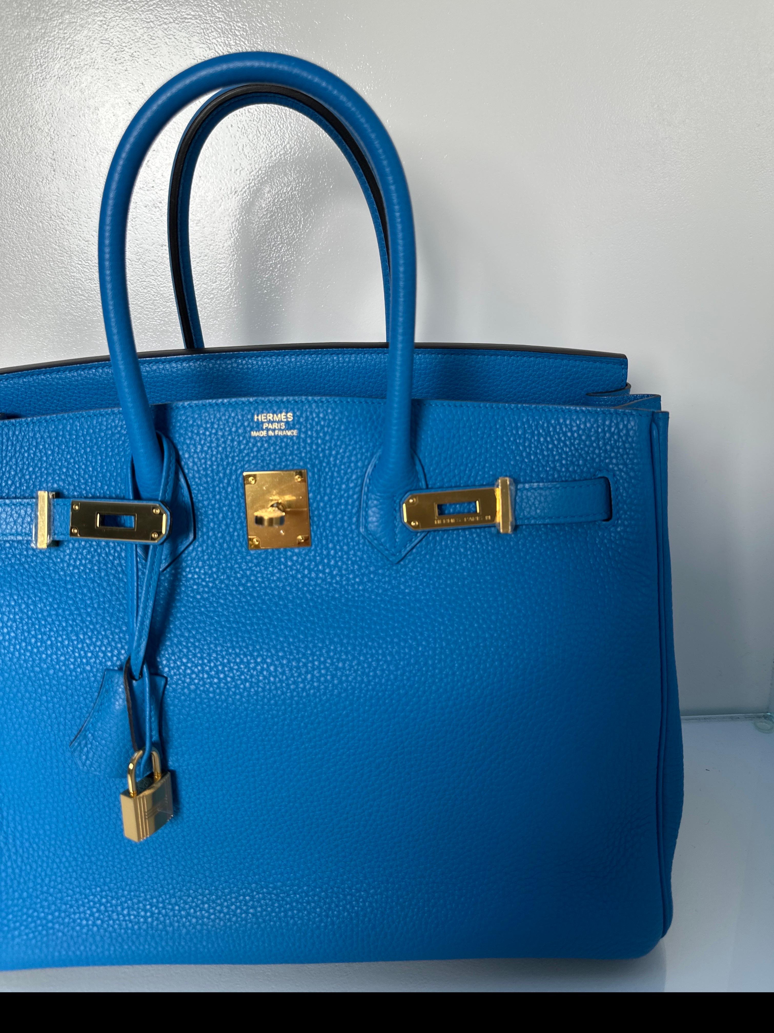 Women's or Men's Hermes Blue Zanzibar Birkin 35 Bag