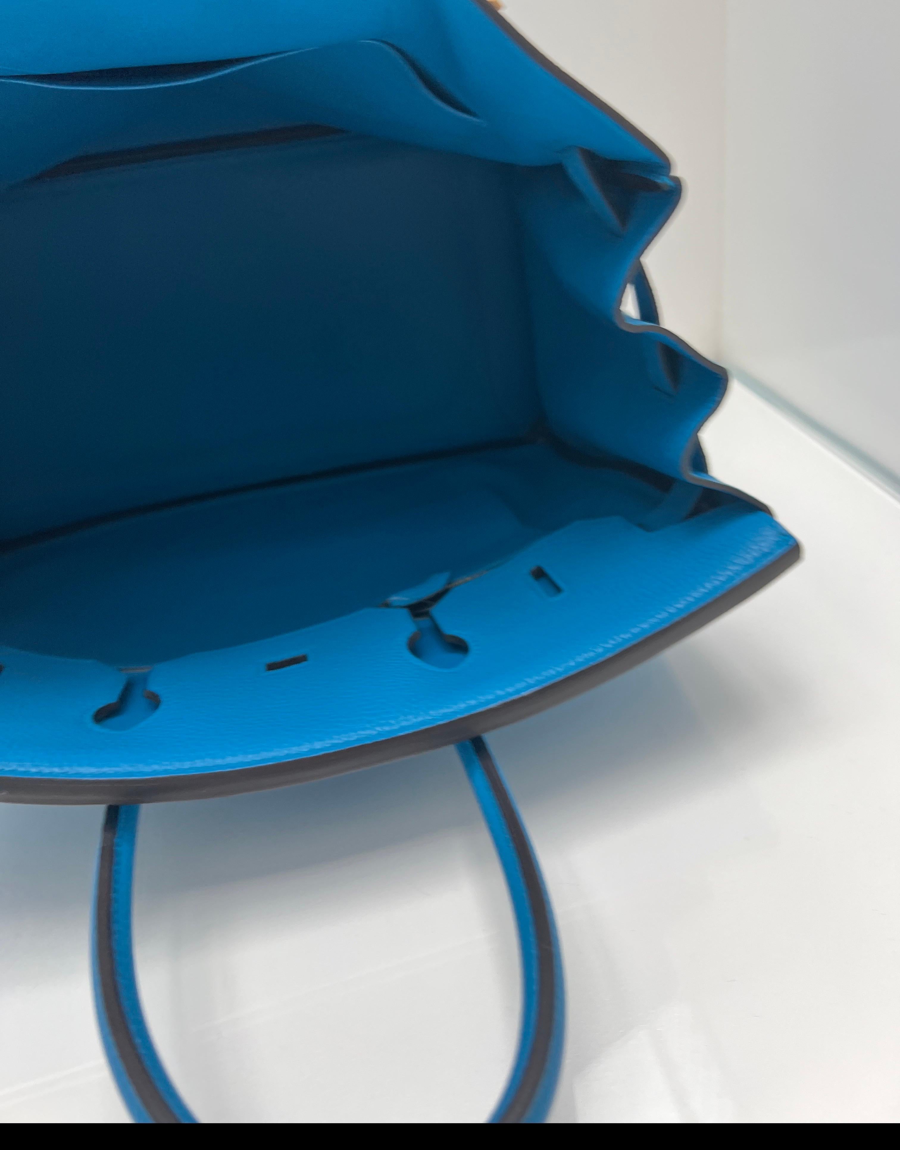 Sac Hermes Birkin 35 bleu Zanzibar Excellent état - En vente à Athens, GA