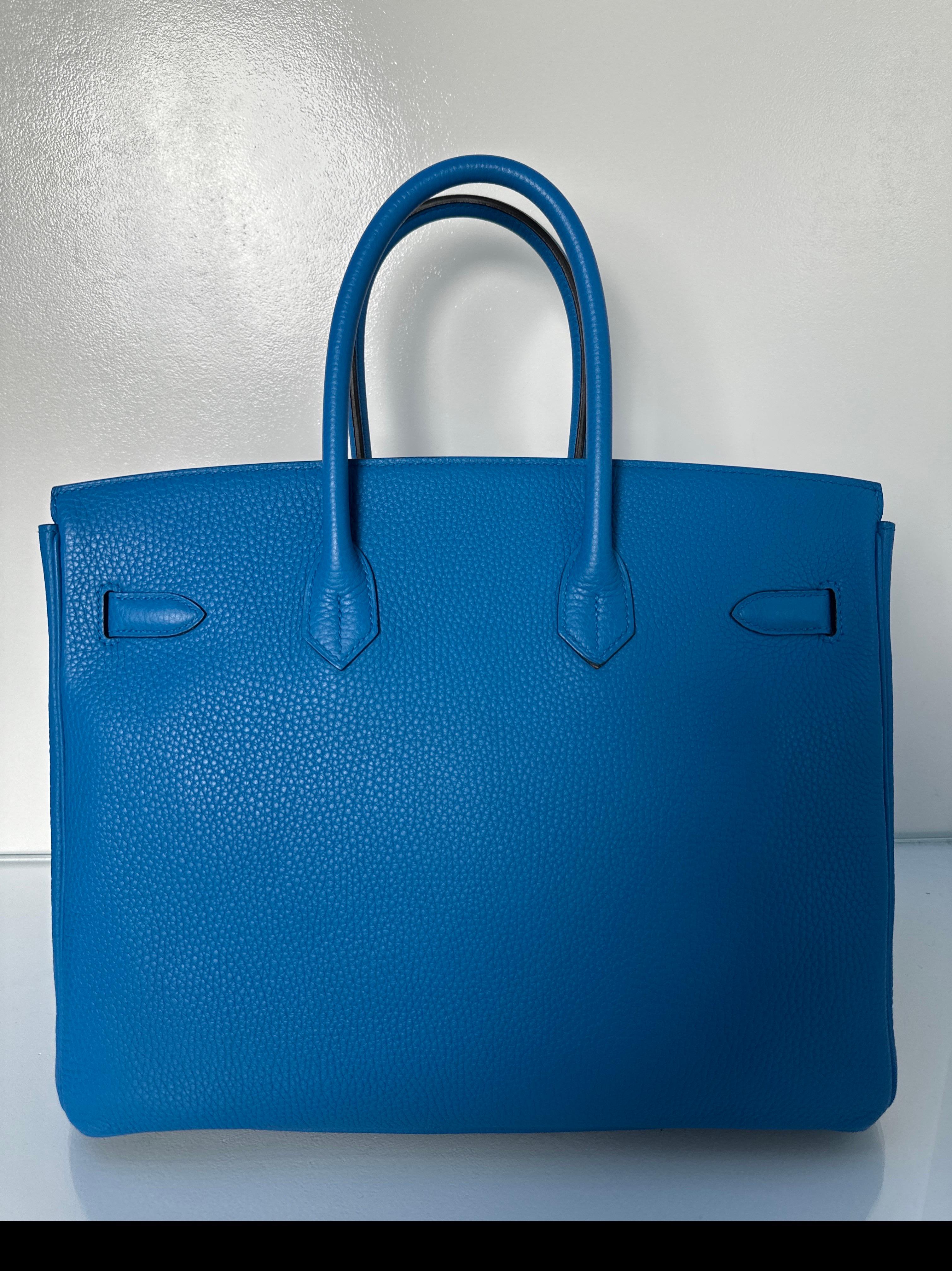 Hermes Blue Zanzibar Birkin 35 Bag 1