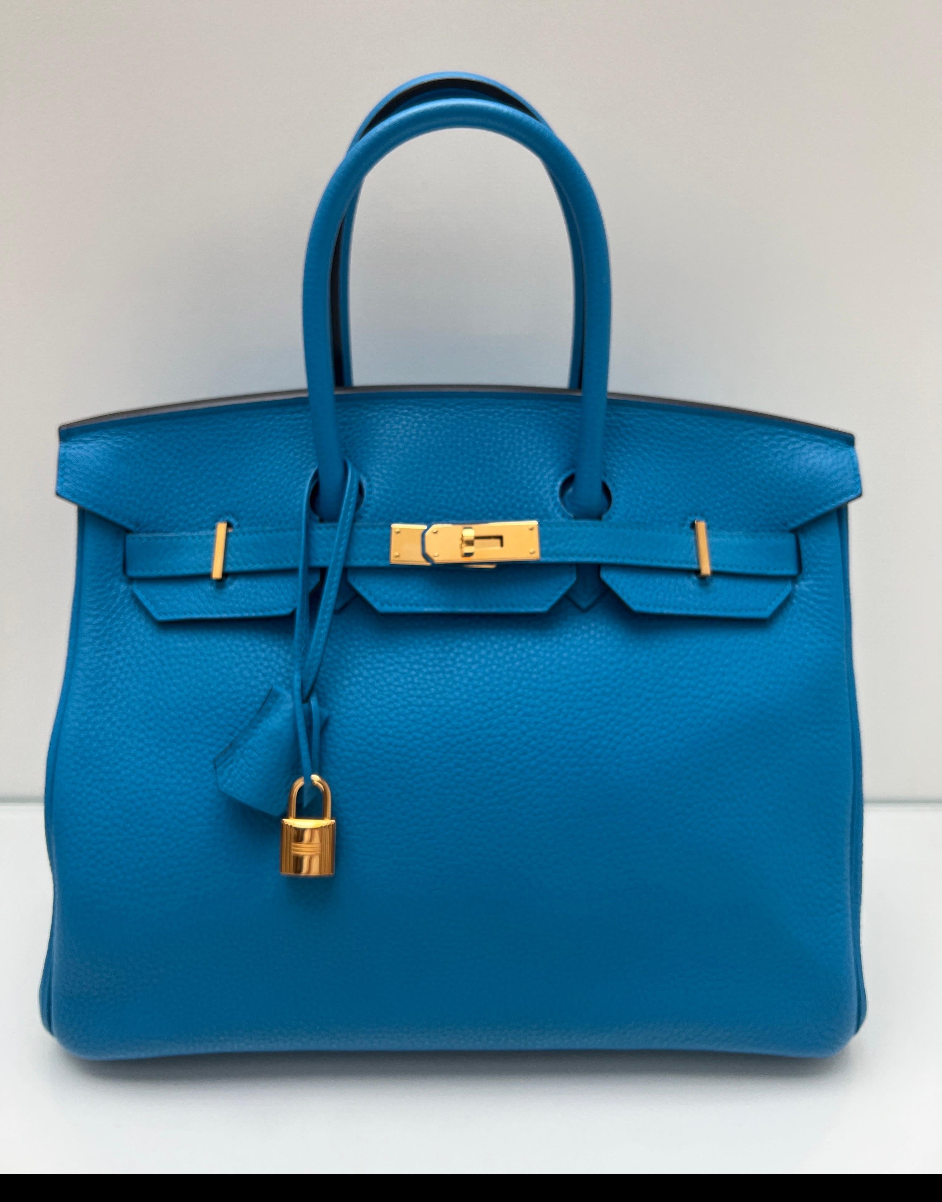 Sac Hermes Birkin 35 bleu Zanzibar Unisexe en vente