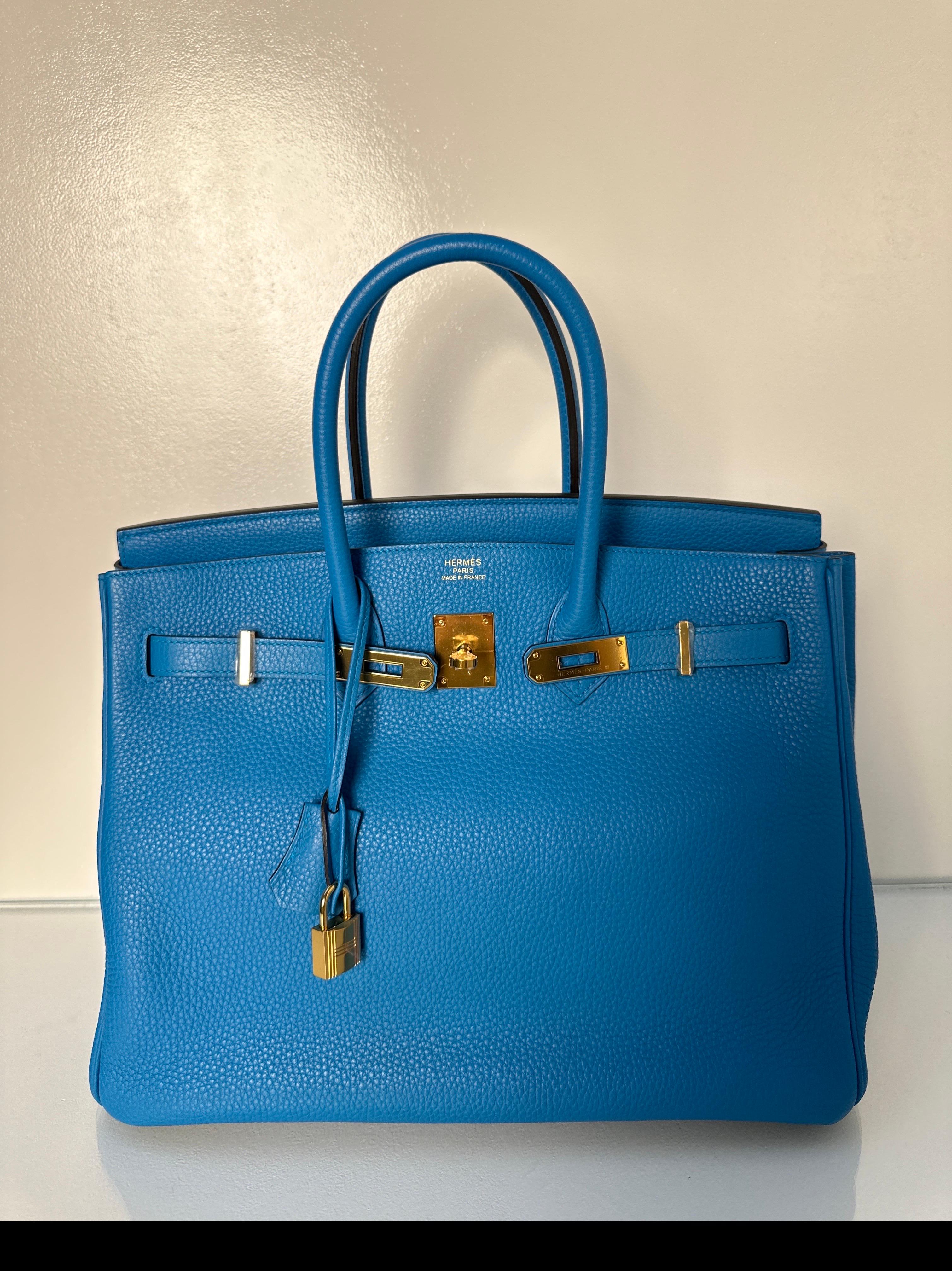 Hermes Blue Zanzibar Birkin 35 Bag 4