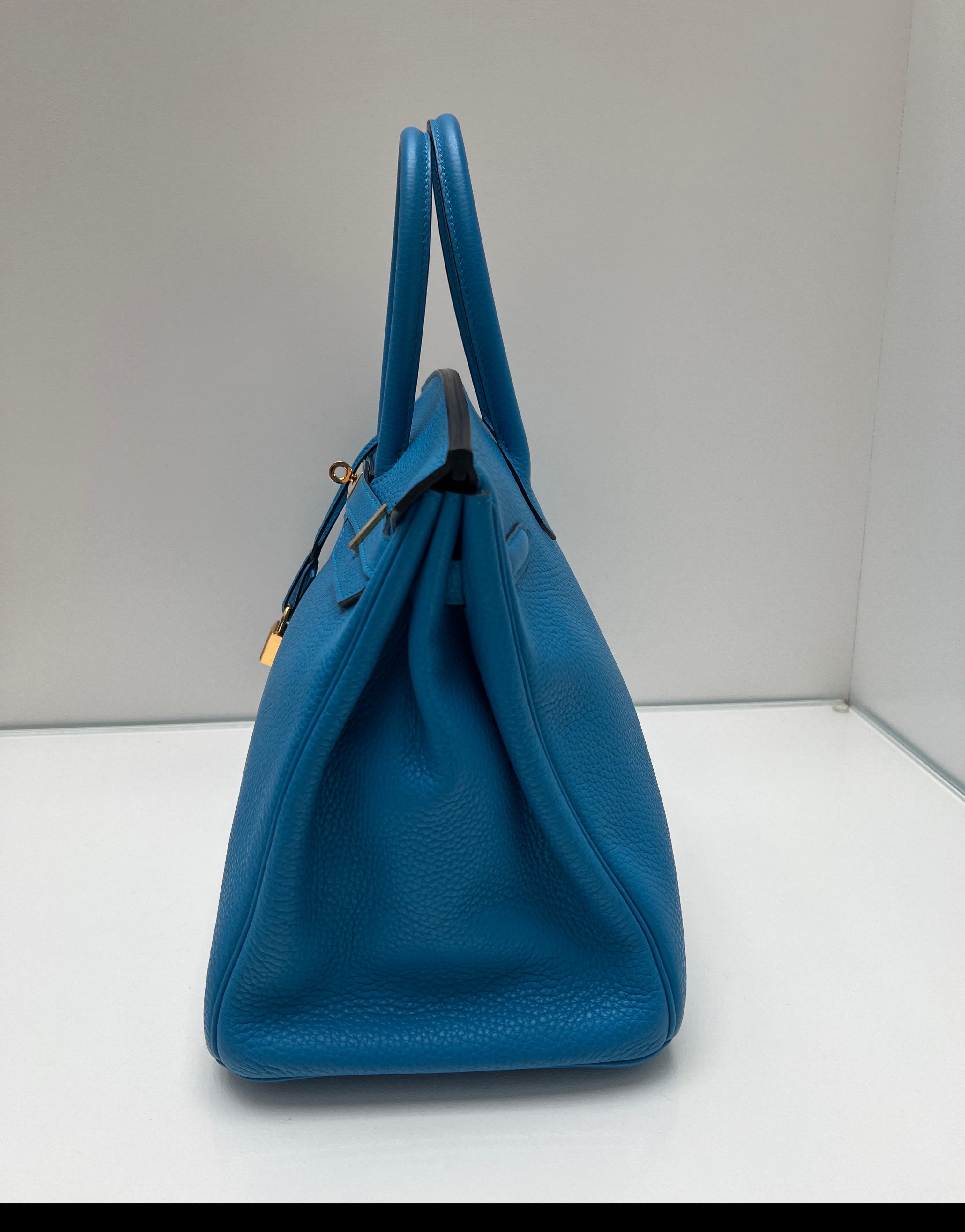 Sac Hermes Birkin 35 bleu Zanzibar en vente 3