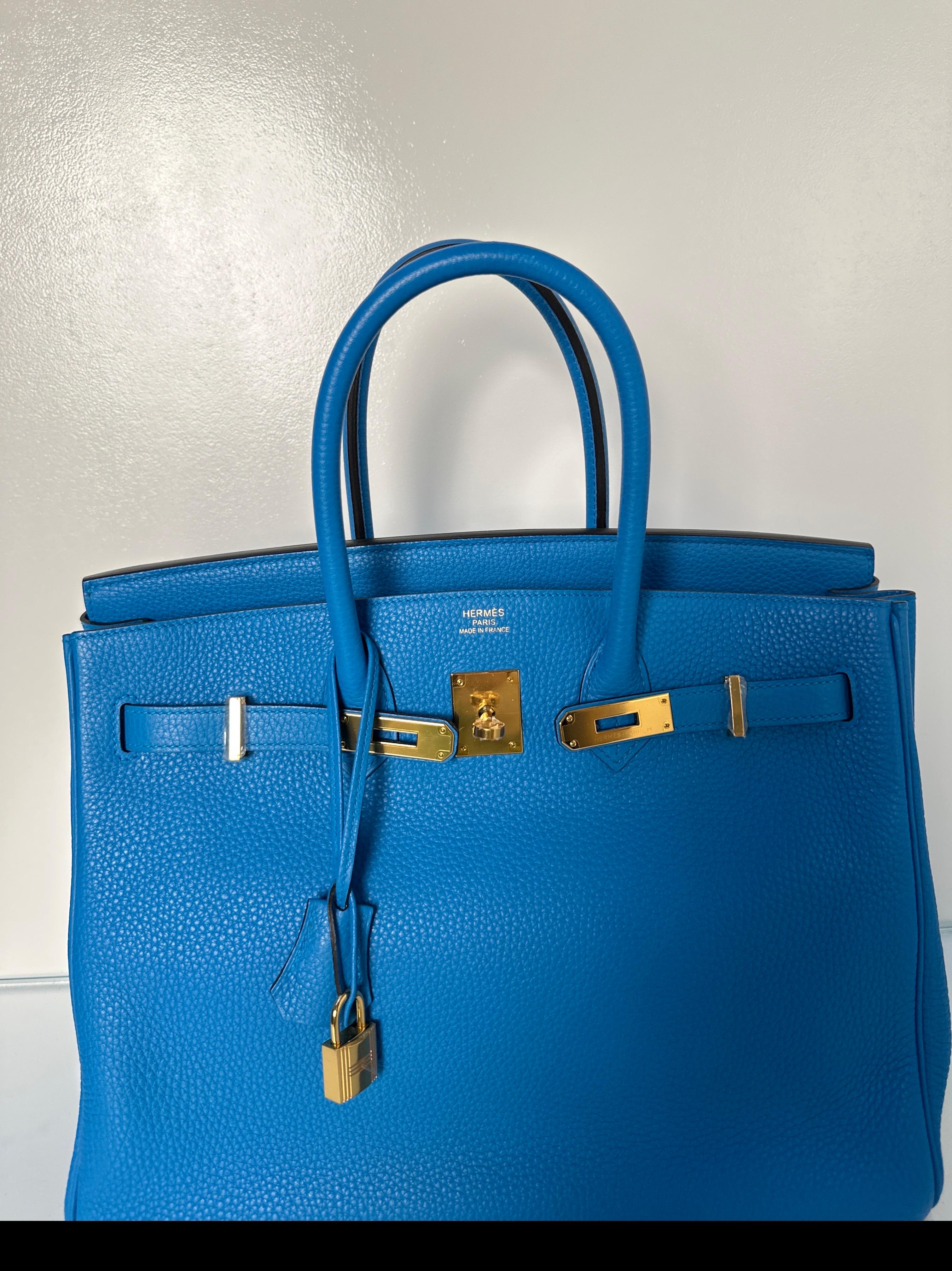 Hermes Blue Zanzibar Birkin 35 Bag 5