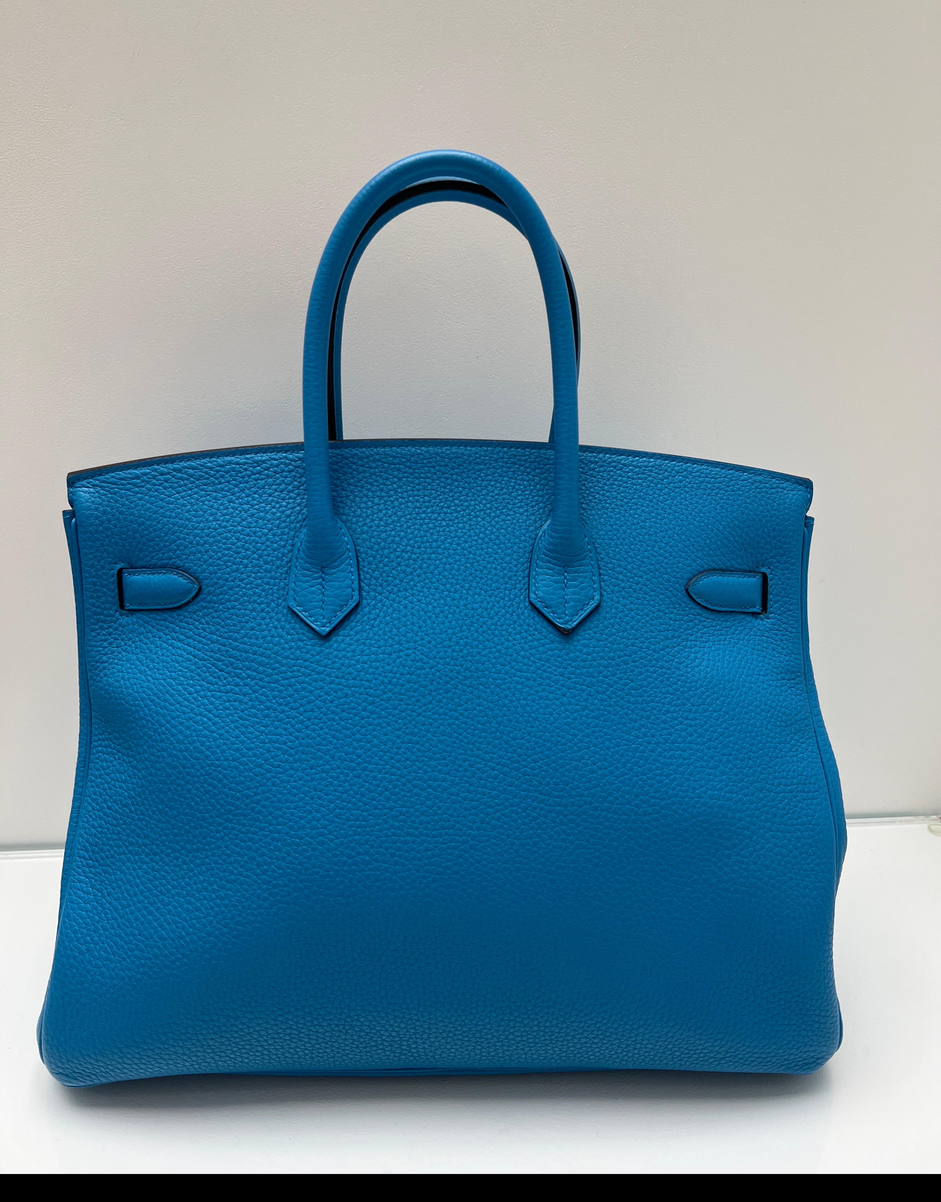 Sac Hermes Birkin 35 bleu Zanzibar en vente 4