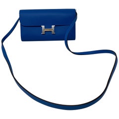 Hermes Blue Zanzibar Constance Wallet Bag