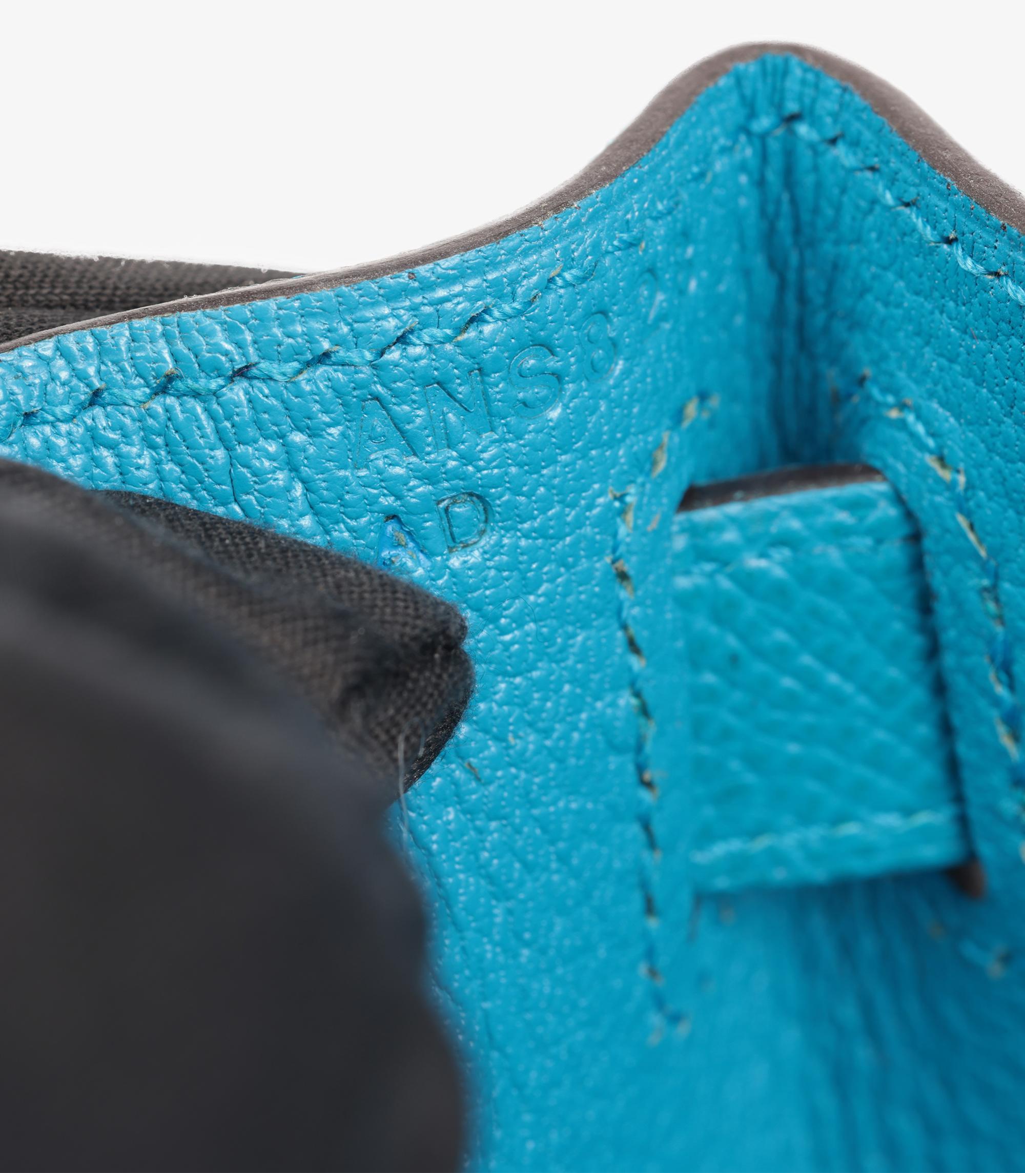 Hermès Blue Zanzibar Epsom Leather Kelly 28cm Sellier en vente 7